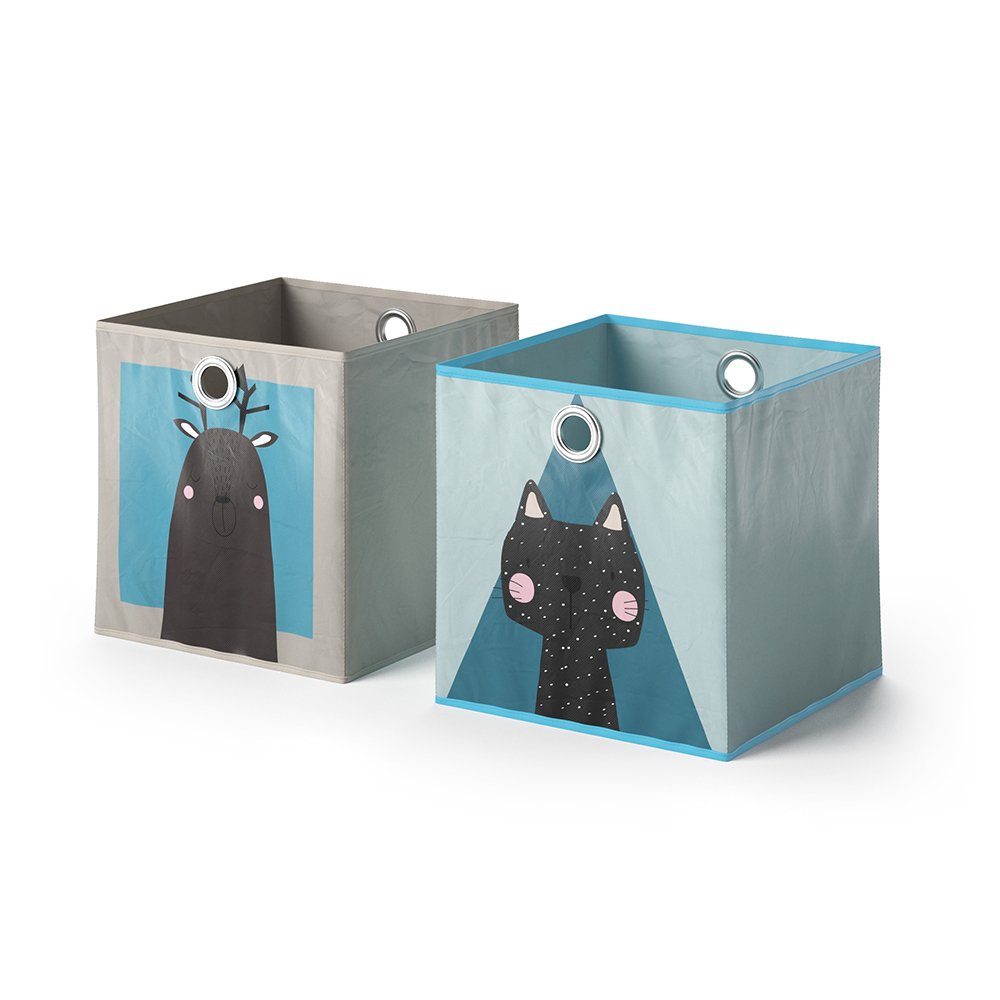 Vicco Faltbox, Grau/Blau, 30 x 30 cm 2er Set (2 St)