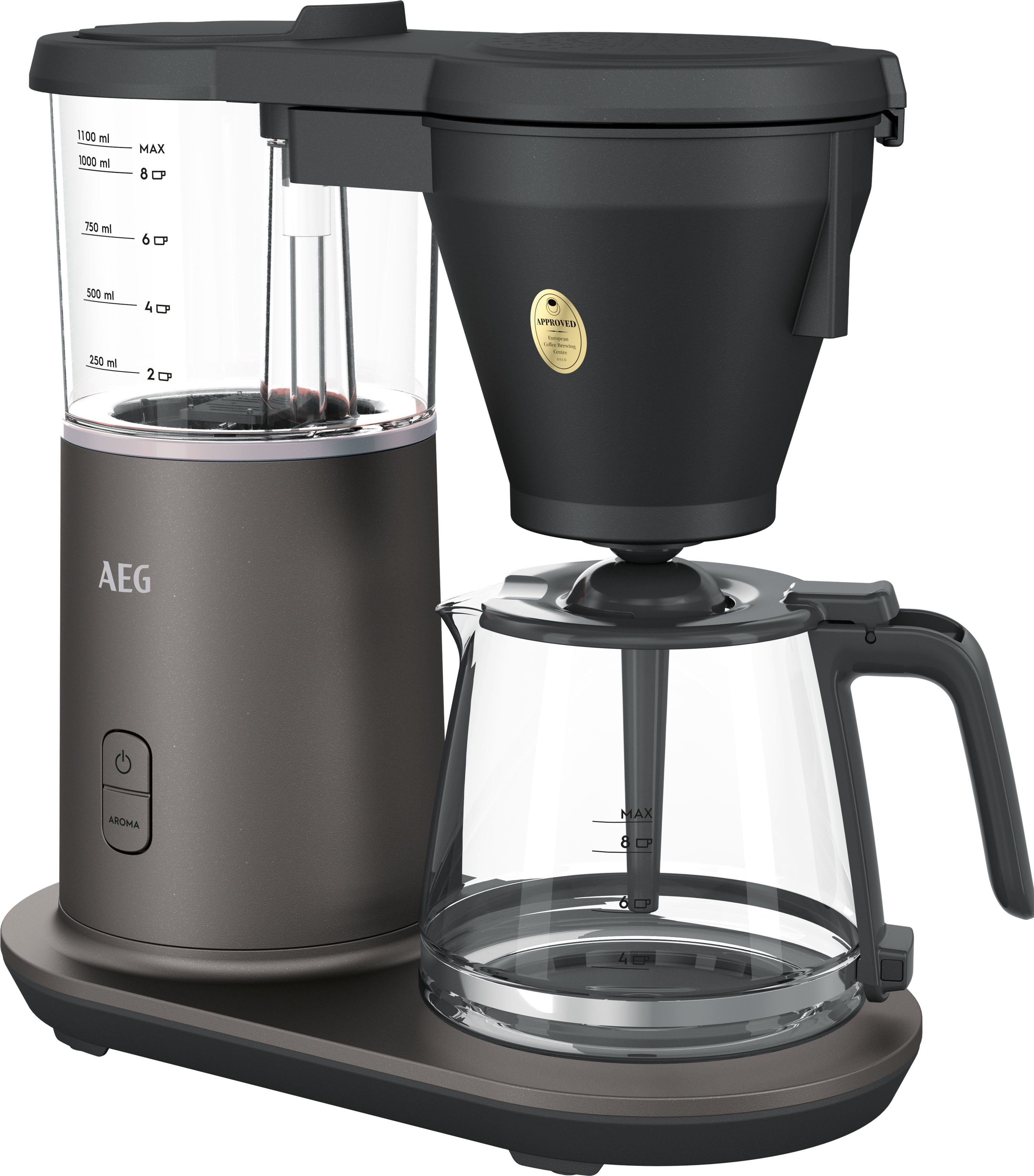 AEG Filterkaffeemaschine CM7-1-4MTM Gourmet 7, 1,15l Kaffeekanne,  Permanentfilter 1x4, Leicht zugänglicher Wassertank kann schnell wieder  befüllt werden