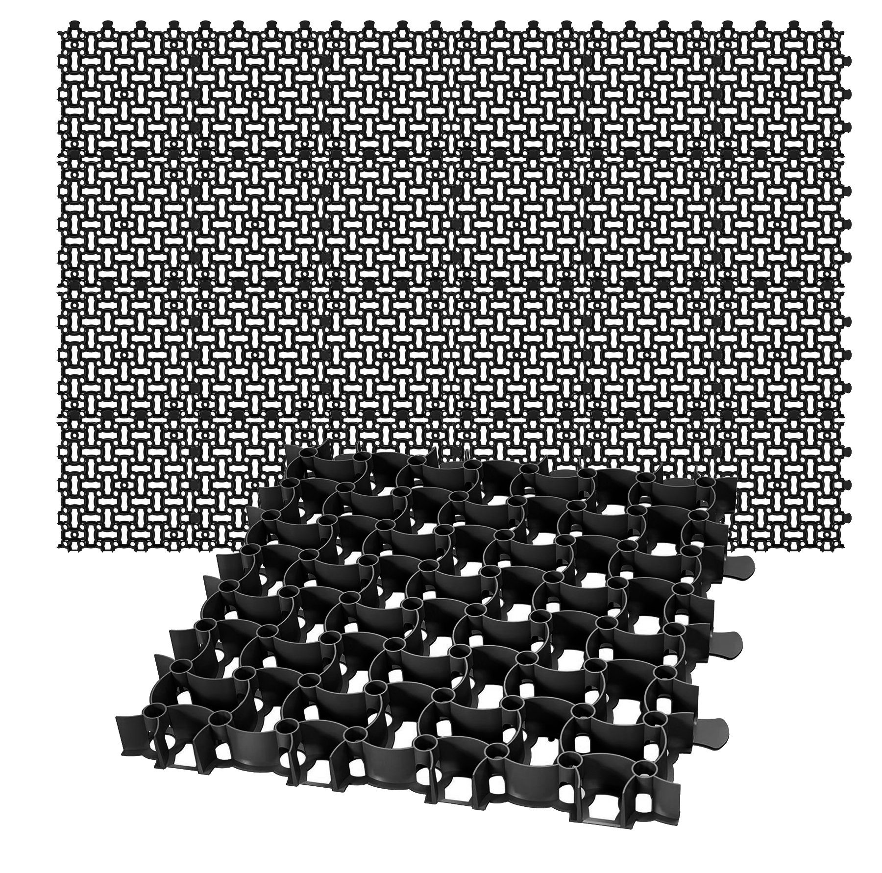 BigDean Rasengitter 24x Rasengitter Paddockplatte SCHWARZ 50x50 cm, 50x50 cm, Set, 24-St., Rasengitter, UV-Beständig, Leichtverlegbar, Belastbar, Erosionsschutz