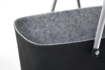 Kobolo Einkaufskorb Filzkorb schwarz/grau mit klappbaren Aluhenkeln, 11.0 l