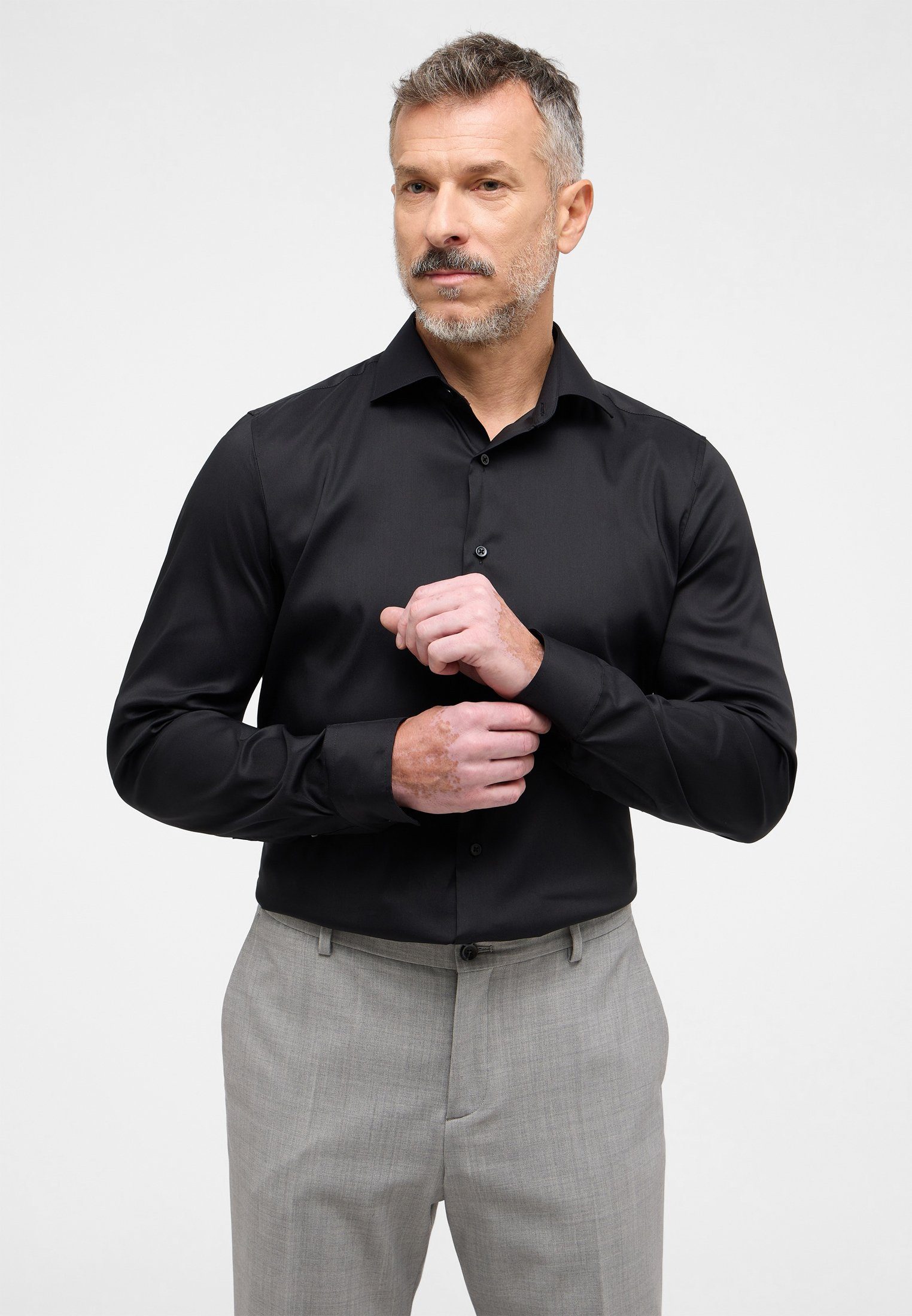 Eterna Langarmhemd SLIM FIT schwarz | 