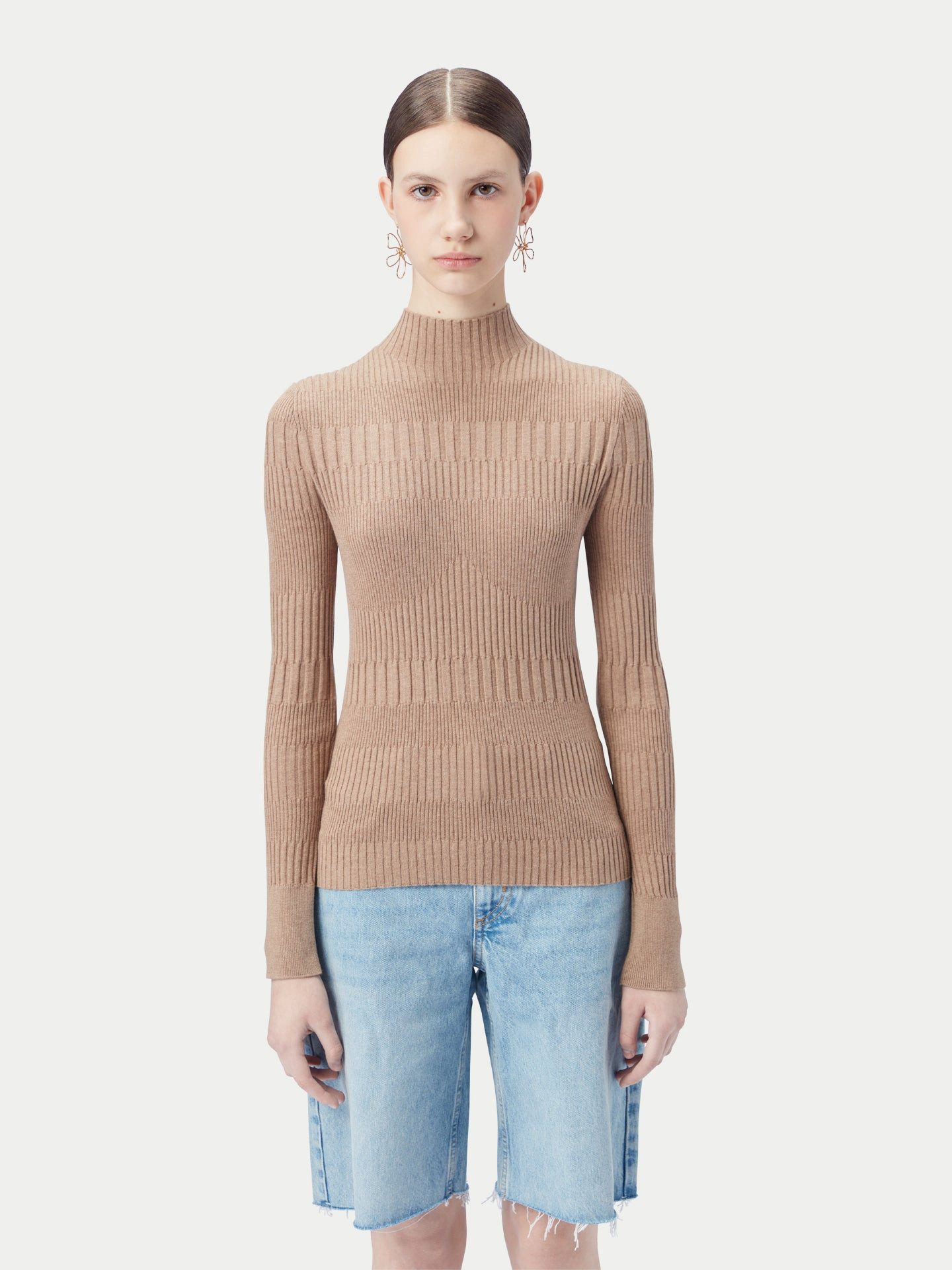 GOBI Cashmere Stehkragenpullover Hochgeschlossener Rippenpullover aus Baumw günstig online kaufen