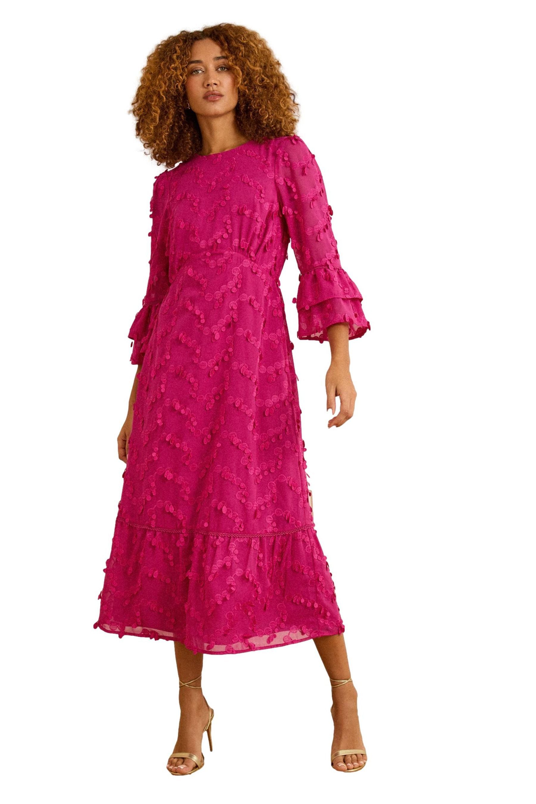 Love & Roses Midikleid Love & Roses Midikleid mit Trompetenärmeln Regular (1-tlg)