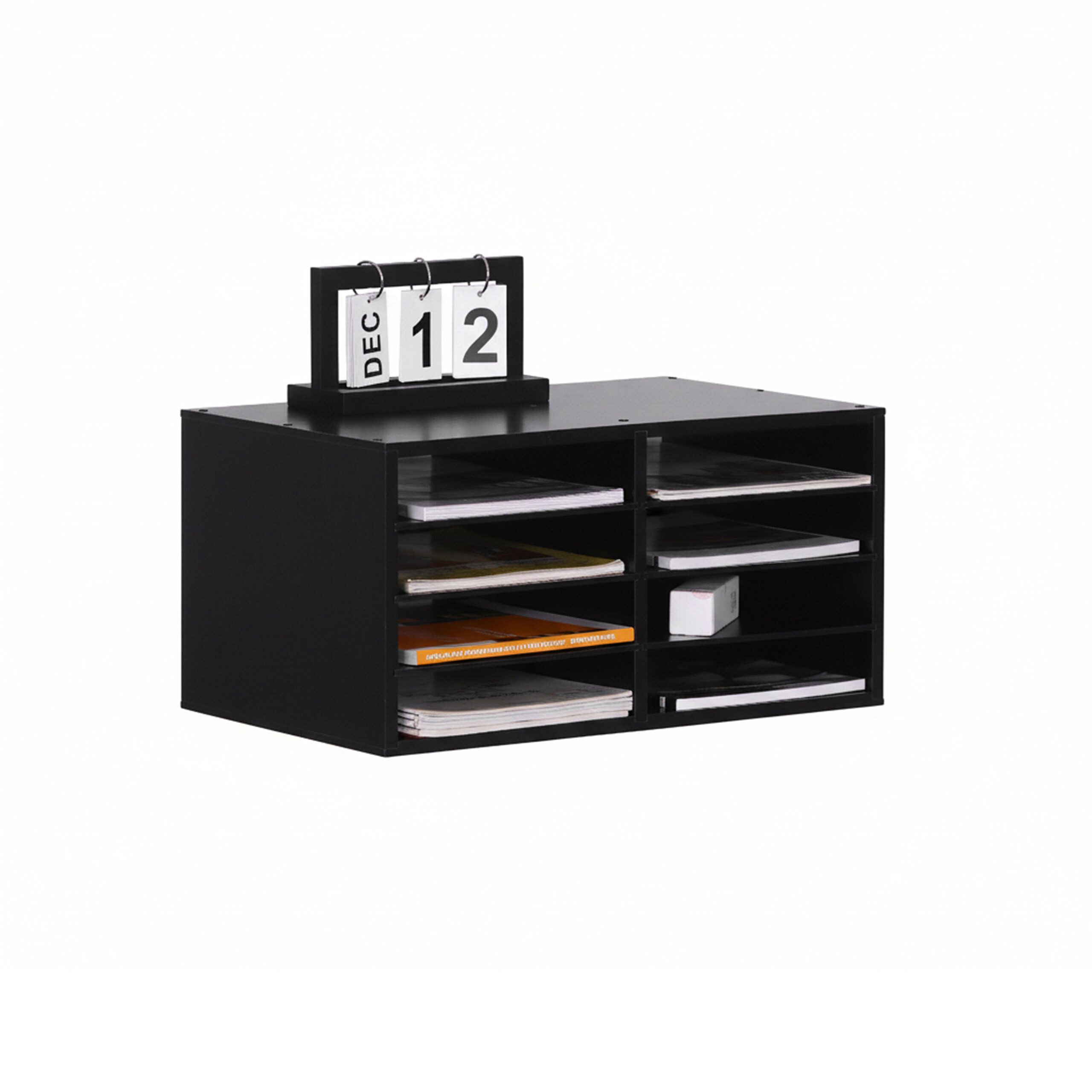 relaxdays Briefablage Dokumentenablage Bambus 8 Fächer (1-St), schwarz