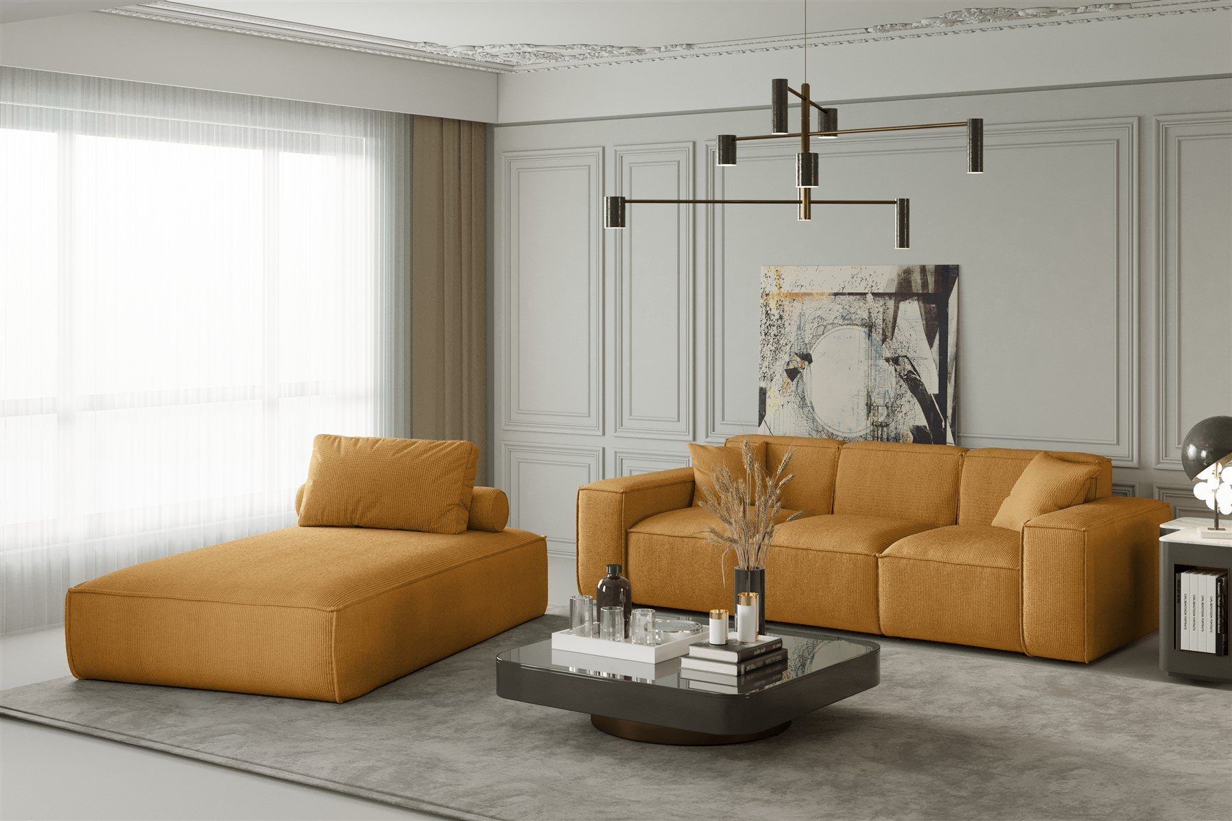 CELES Polstergarnitur Sofa-Set Chaiselongue 2-teilig Möbel (Sofa-Set und 3-Sitzer 2-teilig und Fun CELES, Chaiselongue 3-Sitzer)