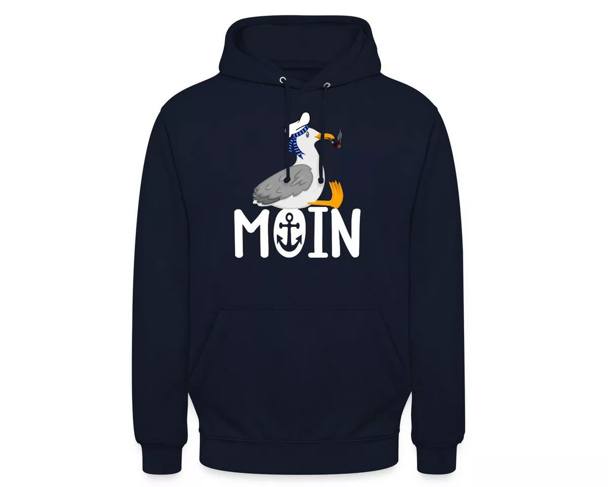 Spreadshirt Hoodie Moin Möwe mit Matrosenhut & Pfeife Norddeutsch Küste Unisex Hoodie (1-tlg)