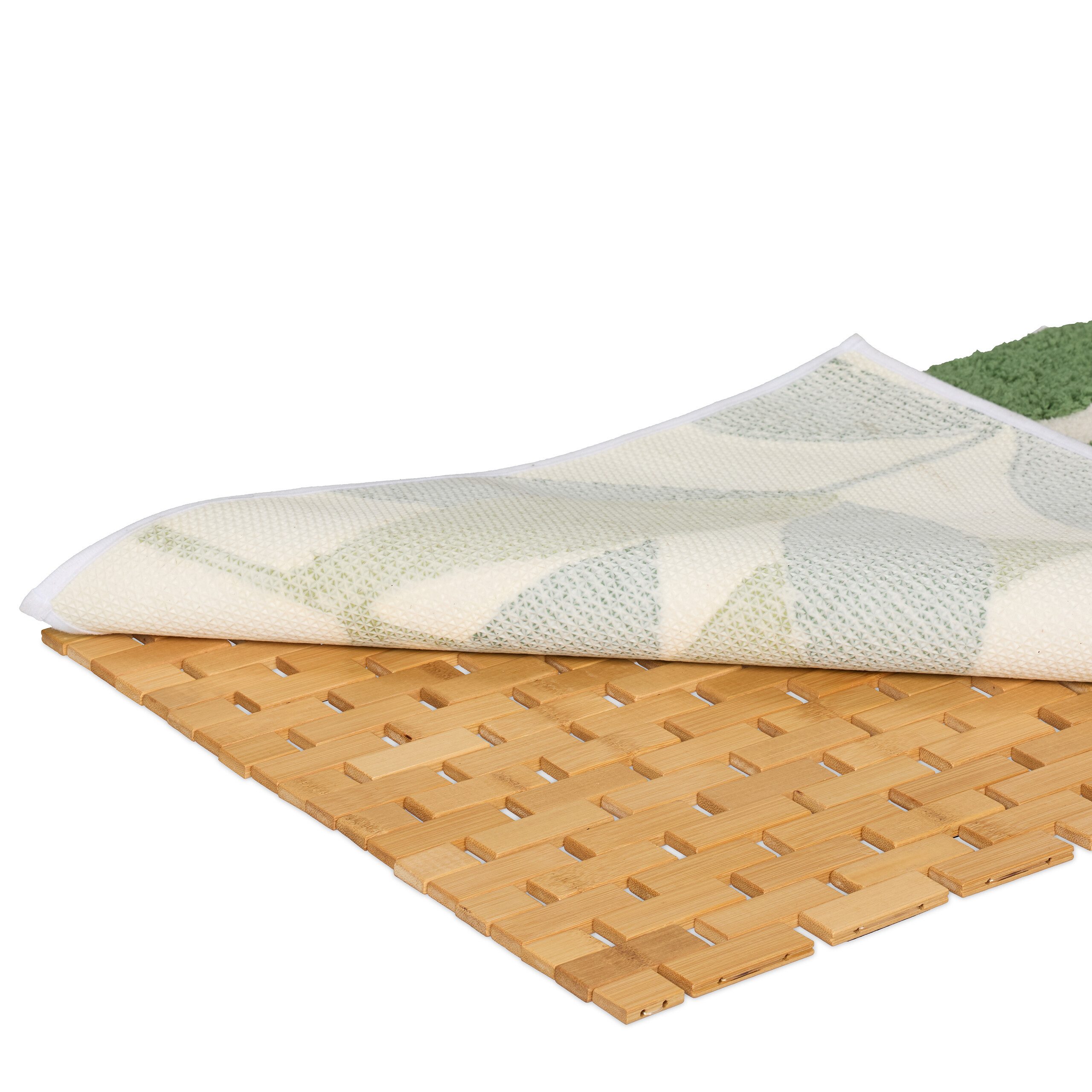 relaxdays Badematte Faltbare Badematte aus Bambus, Höhe 6 mm, Anti-Rutsch-Füße, schnell trocknend, wasserabweisend, faltbar, Bambus, rechteckig, 95% Bambus, 5%  – Bild 5 von 5