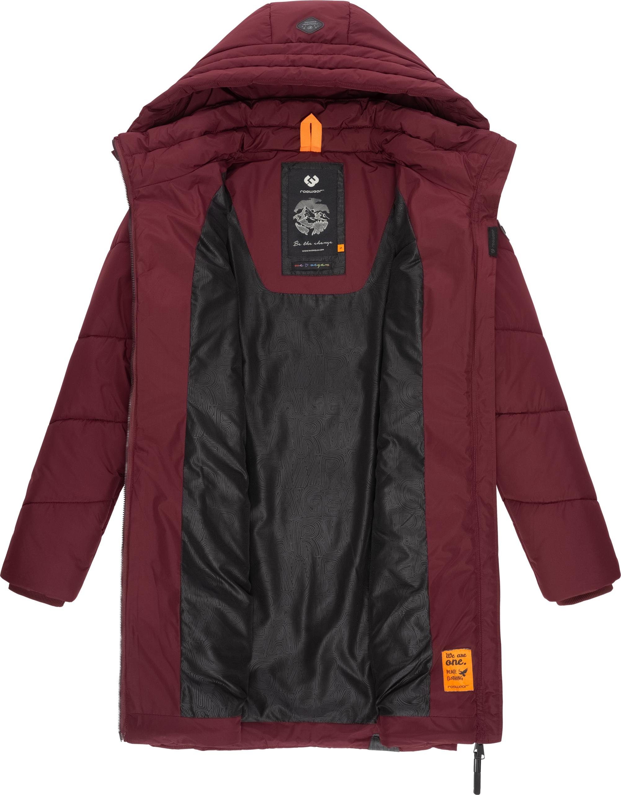 Ragwear Steppmantel Novista Stylischer Wintermantel mit zick zack Muster und großer Kapuze