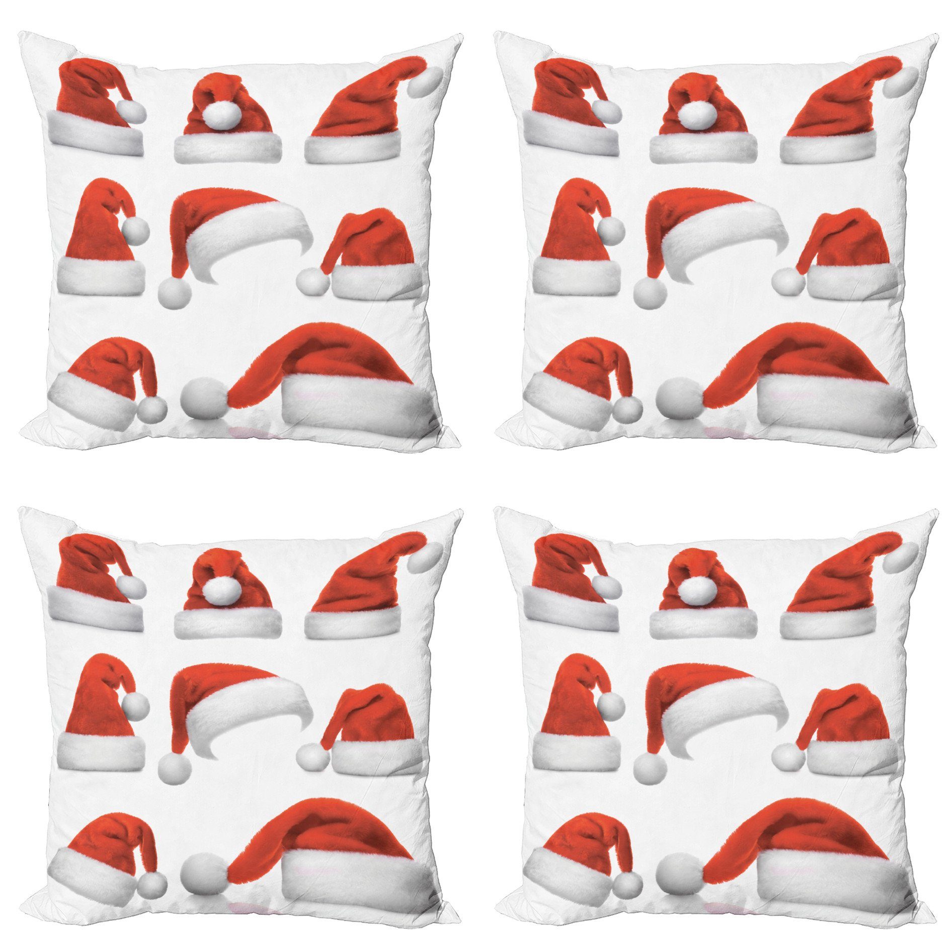 Modern Doppelseitiger Digitaldruck, Sankt-Hüte Muster Abakuhaus Weihnachten Accent (4 Stück), Kissenbezüge