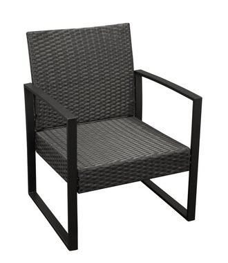 DEGAMO Gartenlounge-Set MALTA, (3-tlg), (2x Loungesessel, 1x Tisch), Metall + Polyrattan schwarz, mit Polstern