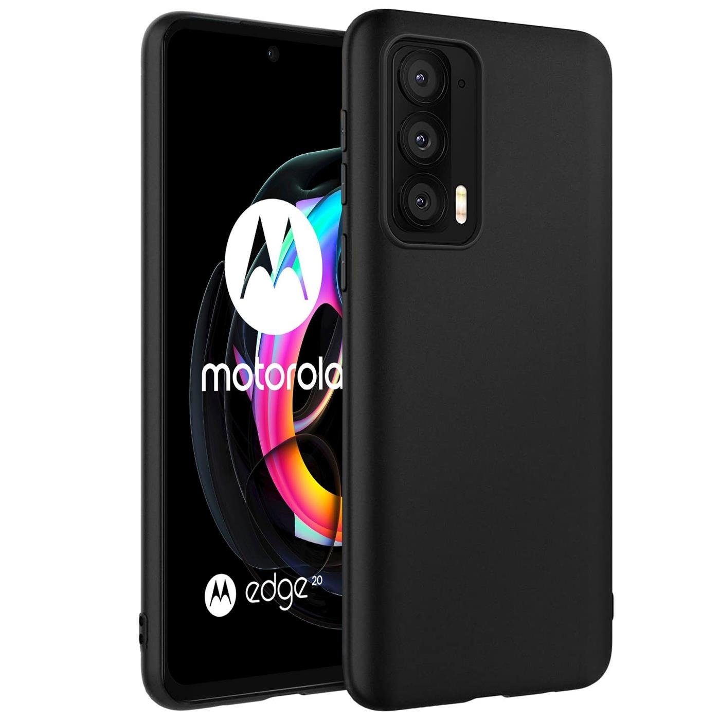 CoolGadget Handyhülle Handy Schutzhülle für Motorola Edge 20 matt schwarz 6,7 Zoll, Silikon TPU Hülle Schutz Tasche Cover schlicht Slim Case