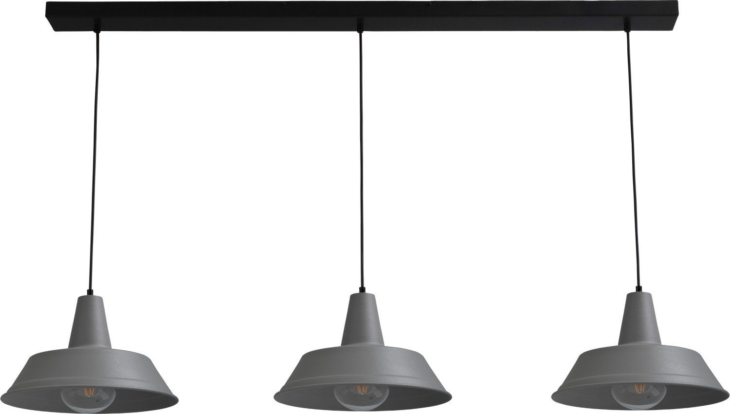 Schwarz E27 Leuchtmittel, in Grau ohne Design Hängelampe Hängeleuchte Licht-Erlebnisse PRATO, Pendelleuchte Industrie Metall