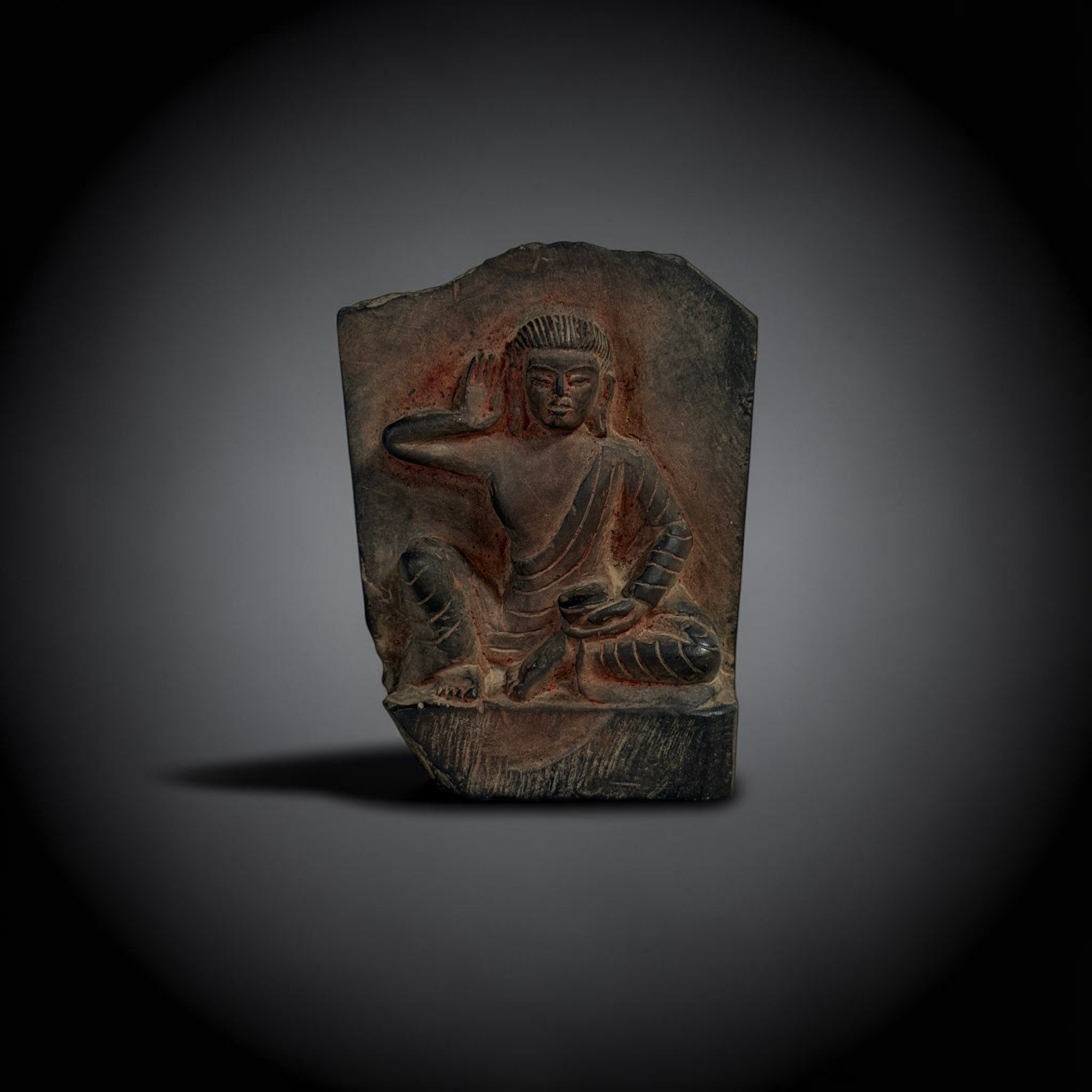 Asien LifeStyle Buddhafigur Alte Milarepa Stein Skulptur Blackstone Nepal