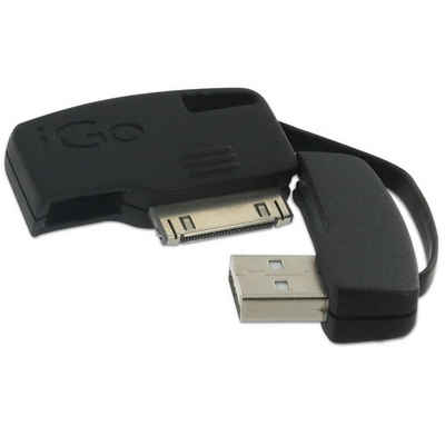 iGo USB Lade-Kabel Ladegerät Schlüssel-Anhänger Smartphone-Kabel, USB Typ A, Apple Dock-Connector, Dock-Connector 30-pol. für Apple iPhone iPod Touch Nano Classic iPad