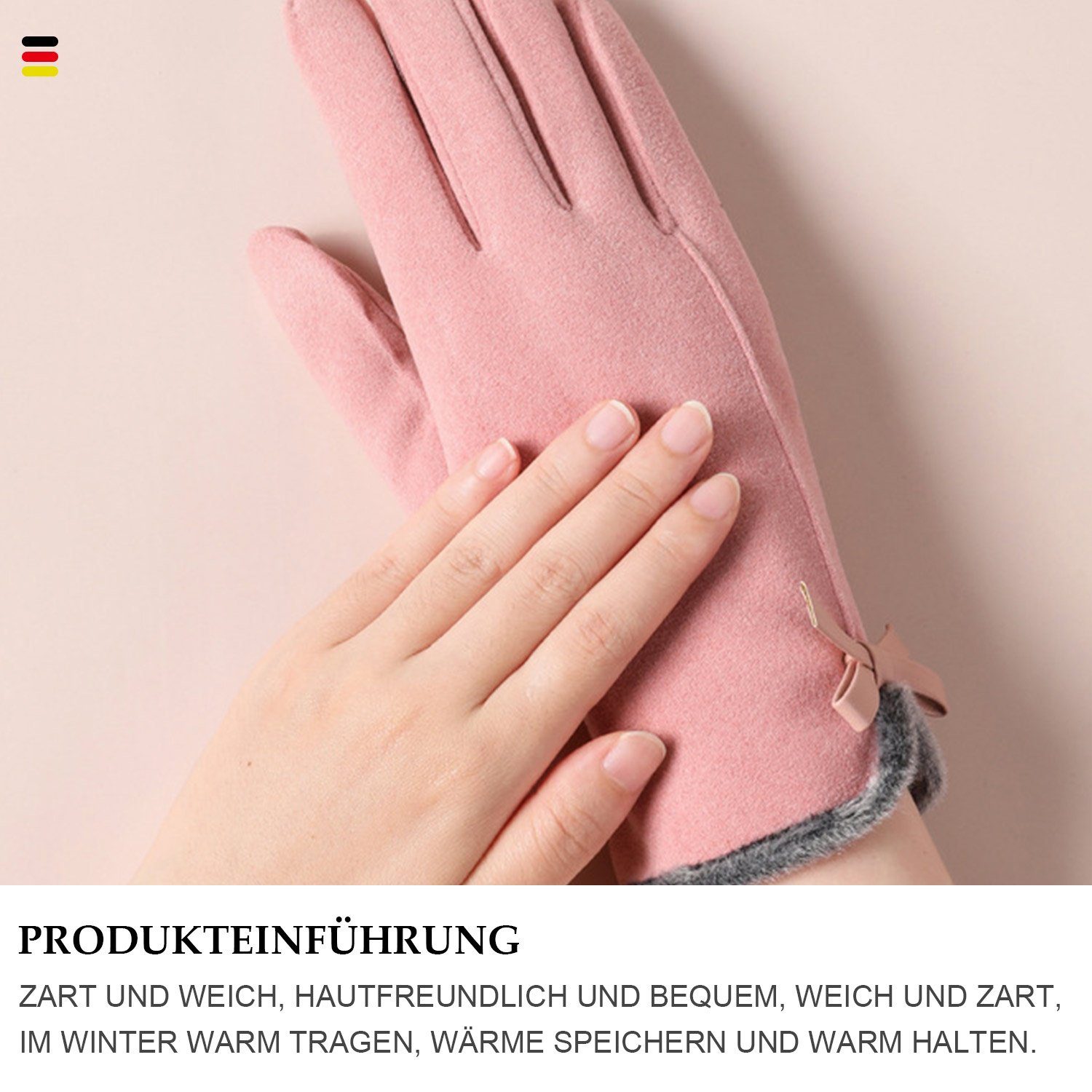 MAGICSHE Fleecehandschuhe Damen Winter Warme Schwarz Handschuhe Touchscreen