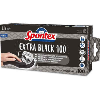 SPONTEX Einweghandschuhe Spontex VINYL Extra Black Arbeitshandschuhe Einweghandschuhe Einmalhan
