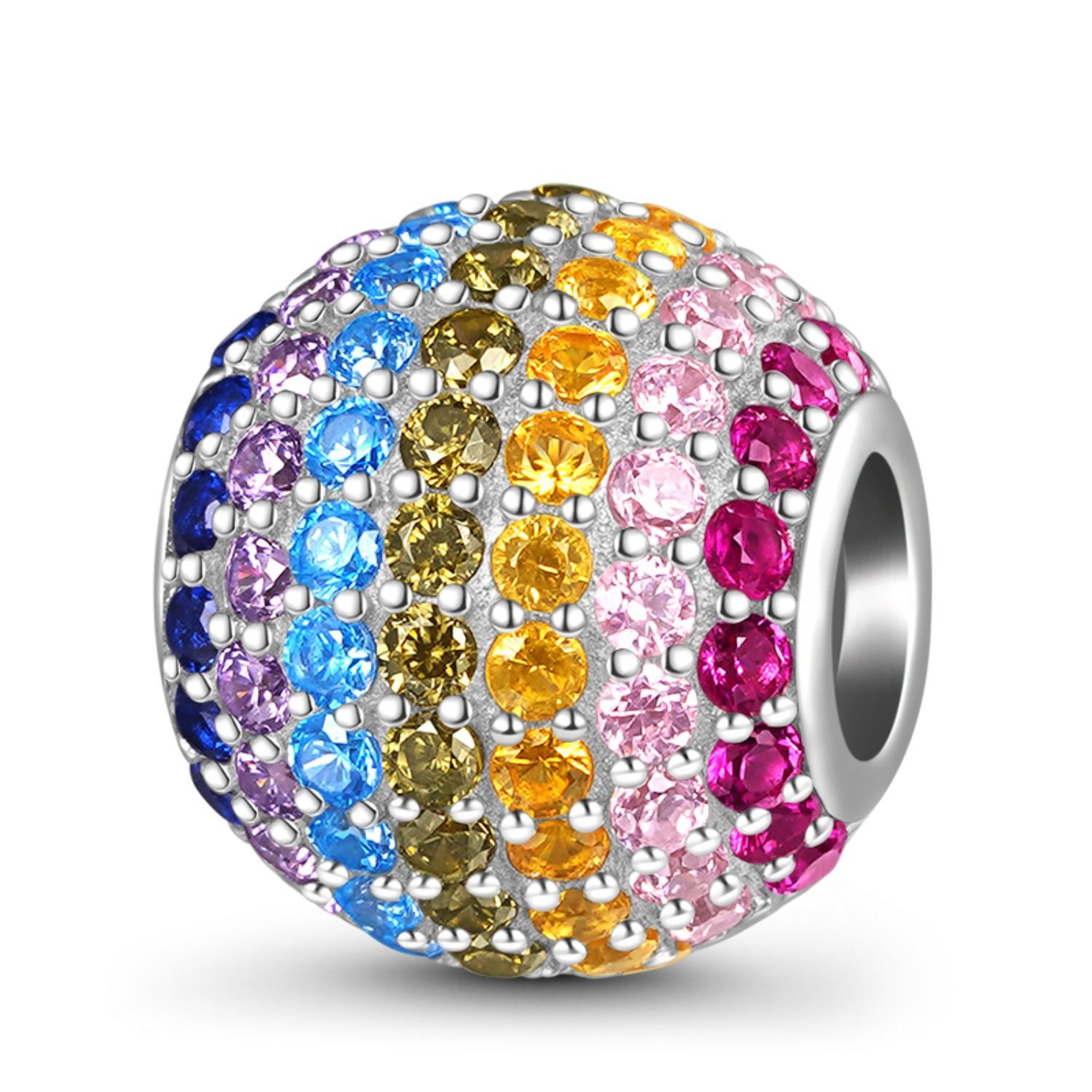 Bead Gnoce Charm Regenbogen Pavé HFC234 Silber