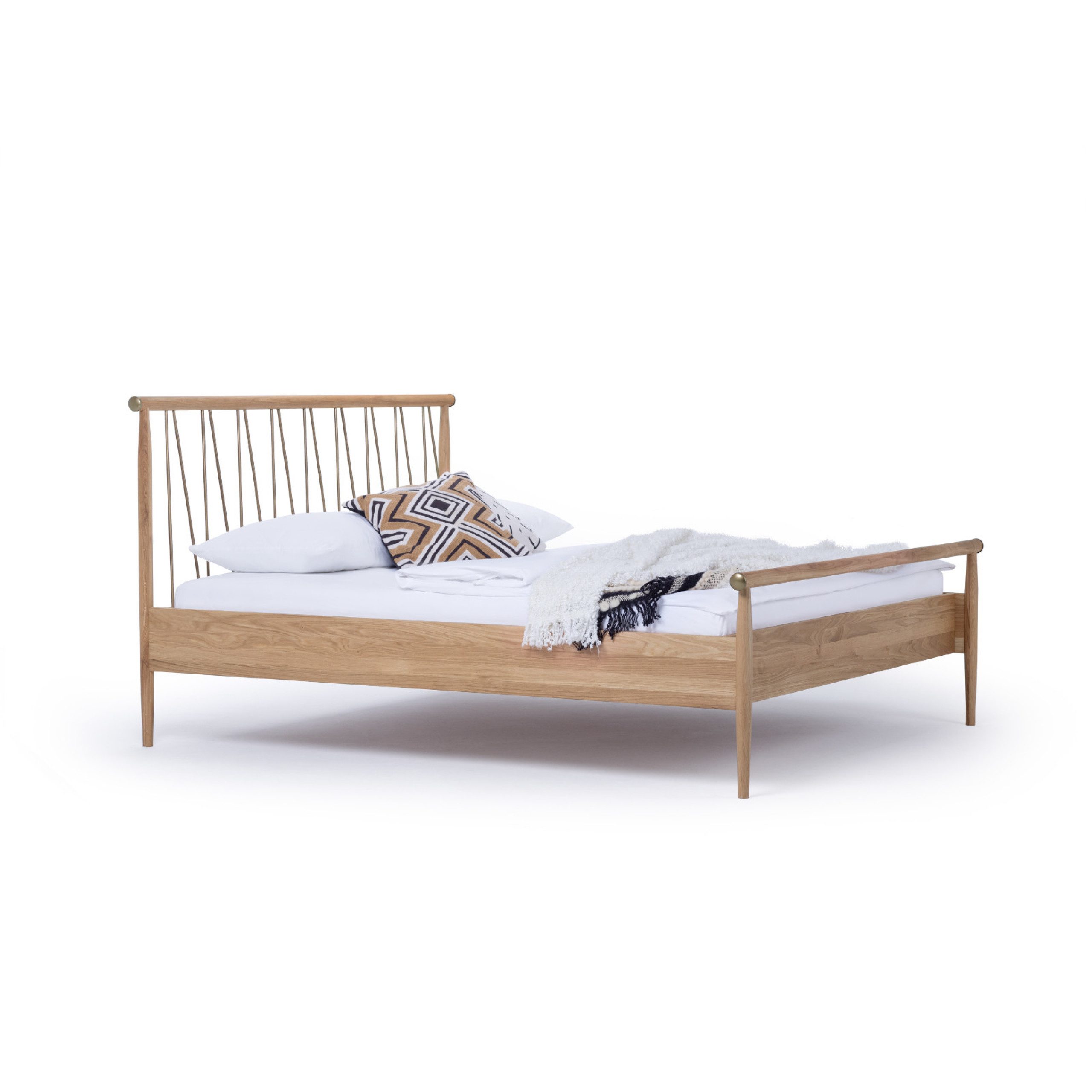 Dico Bettumrandung Dico Massivholz Bettrahmen Kernbuche geölt / Metall gold glänzend