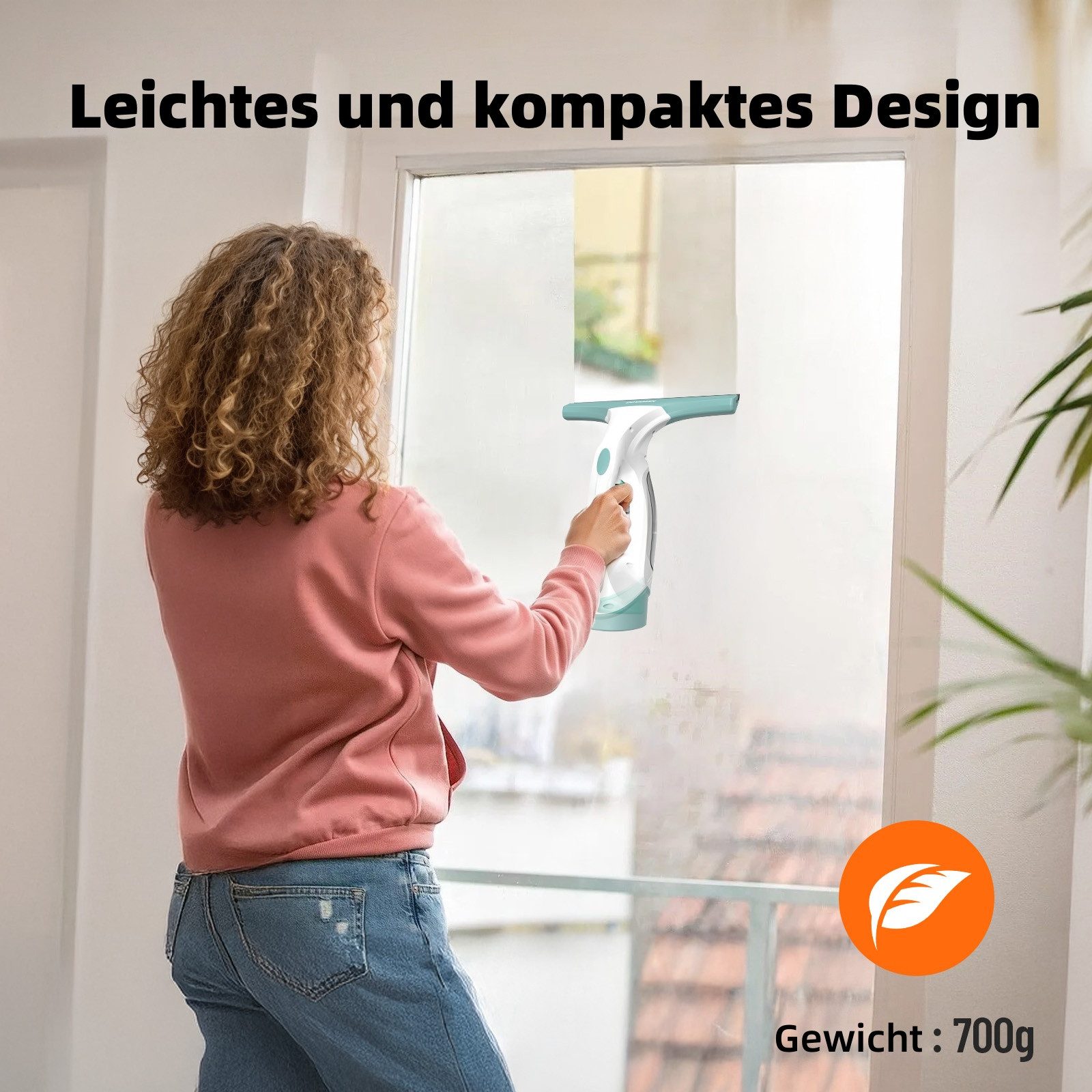 DOVAMAN Akku-Fenstersauger 30 Min Laufzeit, 280 mm Düse, 150 ml Tank, Sprühflasche & 2 Tüchern