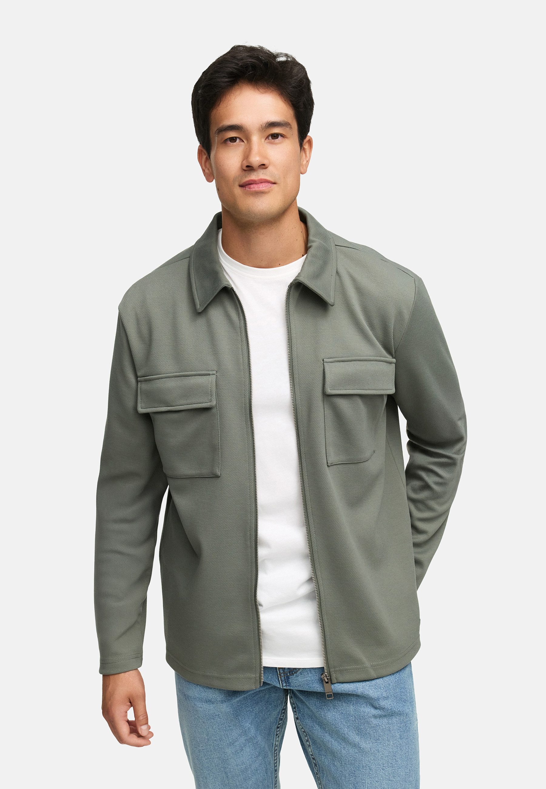 Langarmhemd Herren INNello Zip Herrenhemd Langarm
