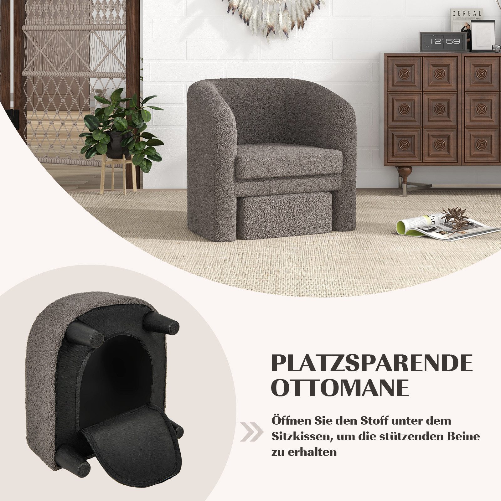 COSTWAY Ohrensessel (2-St., mit Hocker), aus günstig online kaufen