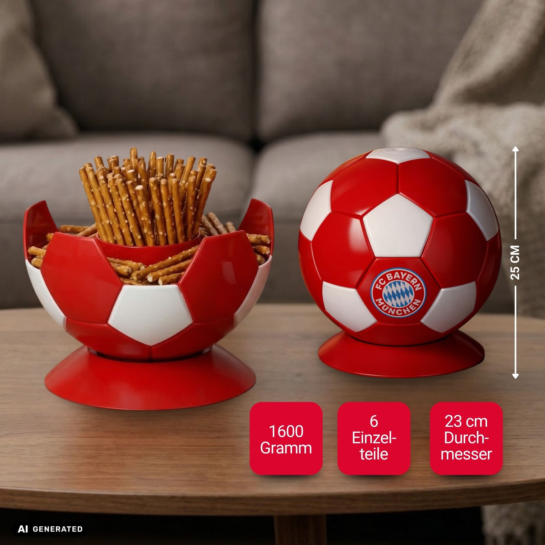 elasto Servierplatte Serveball 'Victory' FC Bayern München Fanartikel für Snacks & Getränke – Bild 3 von 5