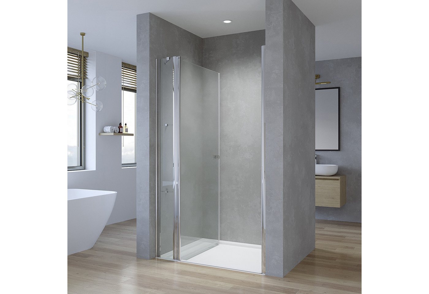 Thumbnail - AQUABATOS Dusch-Drehtür Duschkabine Duschtür Nischentür Dusche Drehtür, 100x187 cm, aus 5mm Sicherheitsglas mit Nanobesc...
