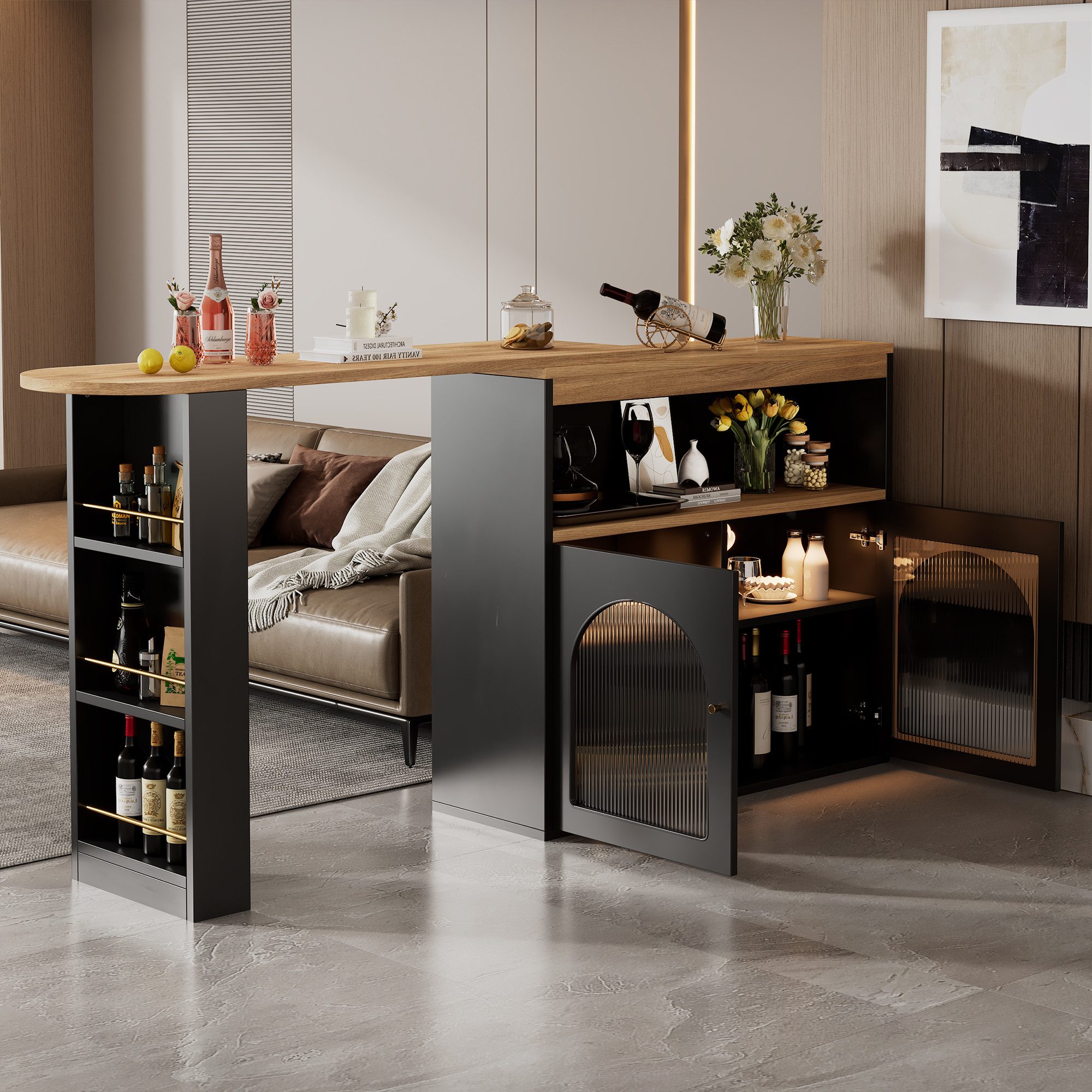 i@home Bartisch Ausziehbarer Esstisch mit Stauraum (138-193X39X105CM, Bis 5 günstig online kaufen