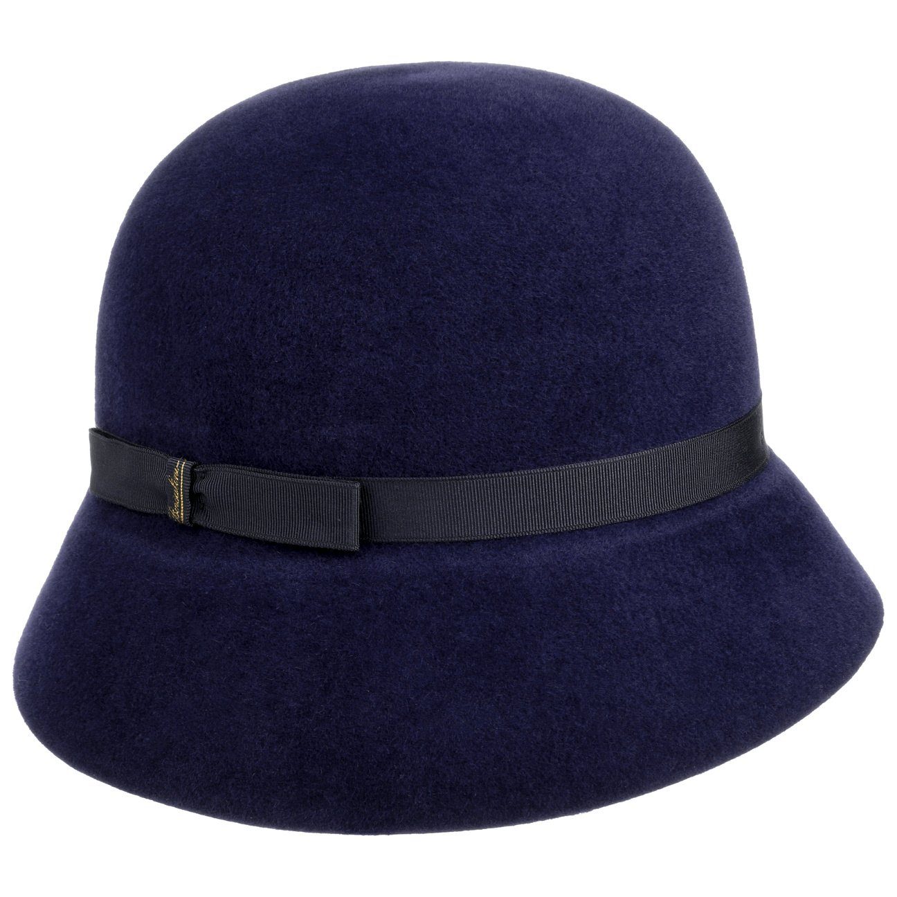 Borsalino Filzhut (1-St) Damenhut mit Ripsband, Made in Italy blau