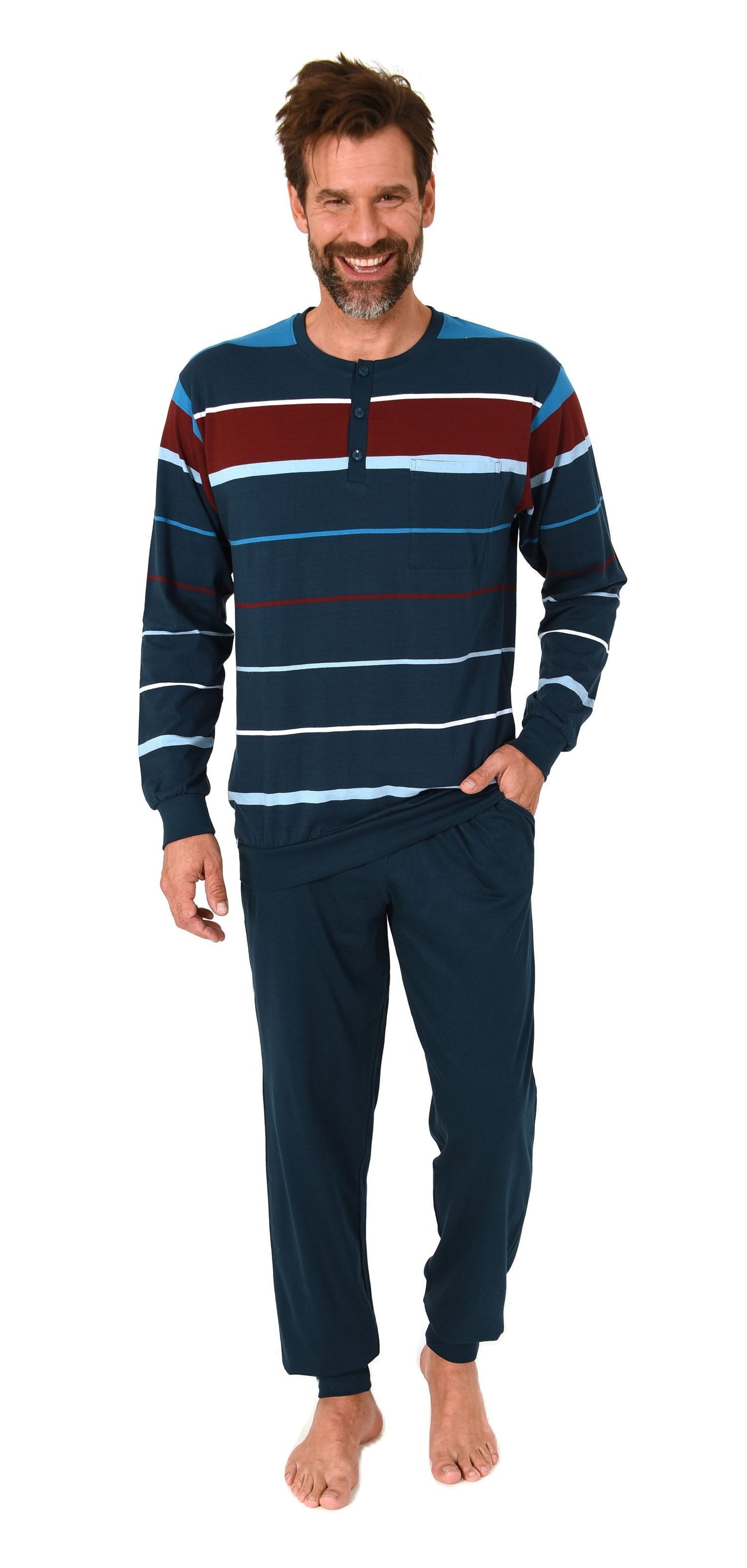 Pyjama Normann Herren Schlafanzug langarm mit Bündchen - auch in Übergrößen