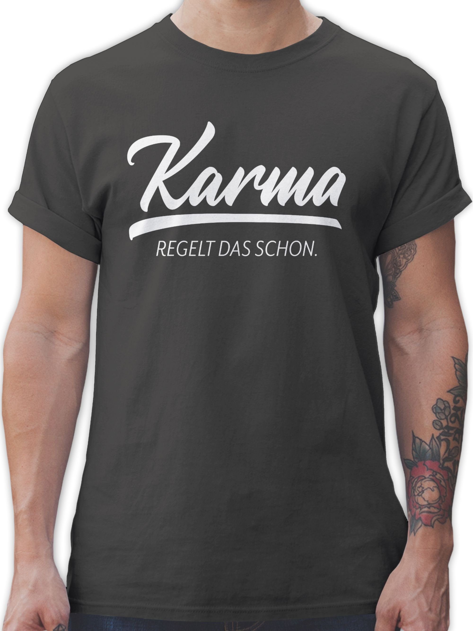 Shirtracer T-Shirt Karma - regelt das schon Sprüche Statement mit Spruch 02 Dunkelgrau