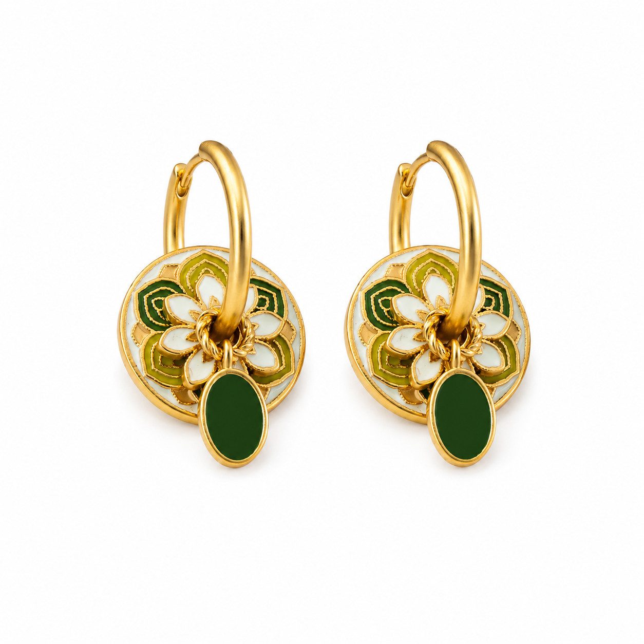 RAIKOU Creolen-Set Abnehmbare Kupfer Ohrringe vergoldet Damen – Emaille Design (4-Teil, 3-Teil), Vintage-Stil mit dezenter, luxuriöser Eleganz