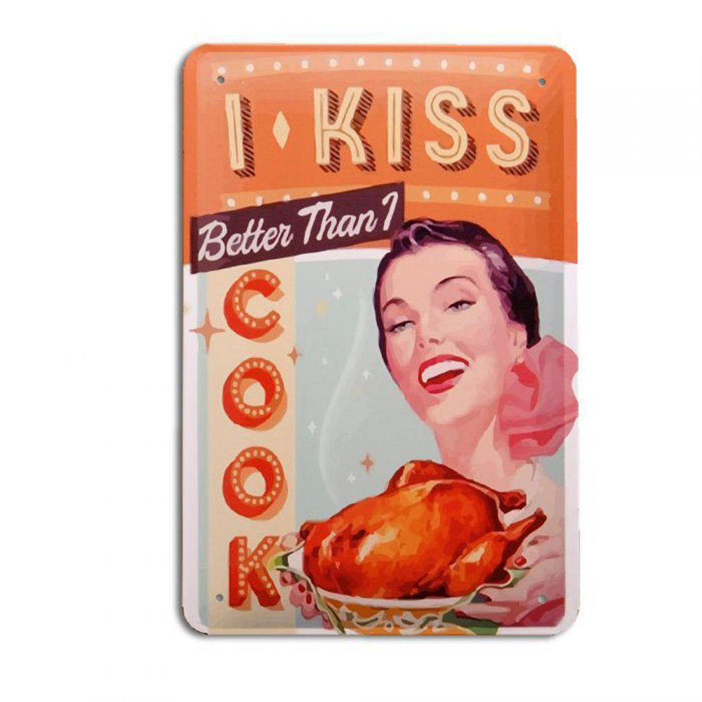 Metallbild Metallschild I KISS Vintage Schild im Retro-Design