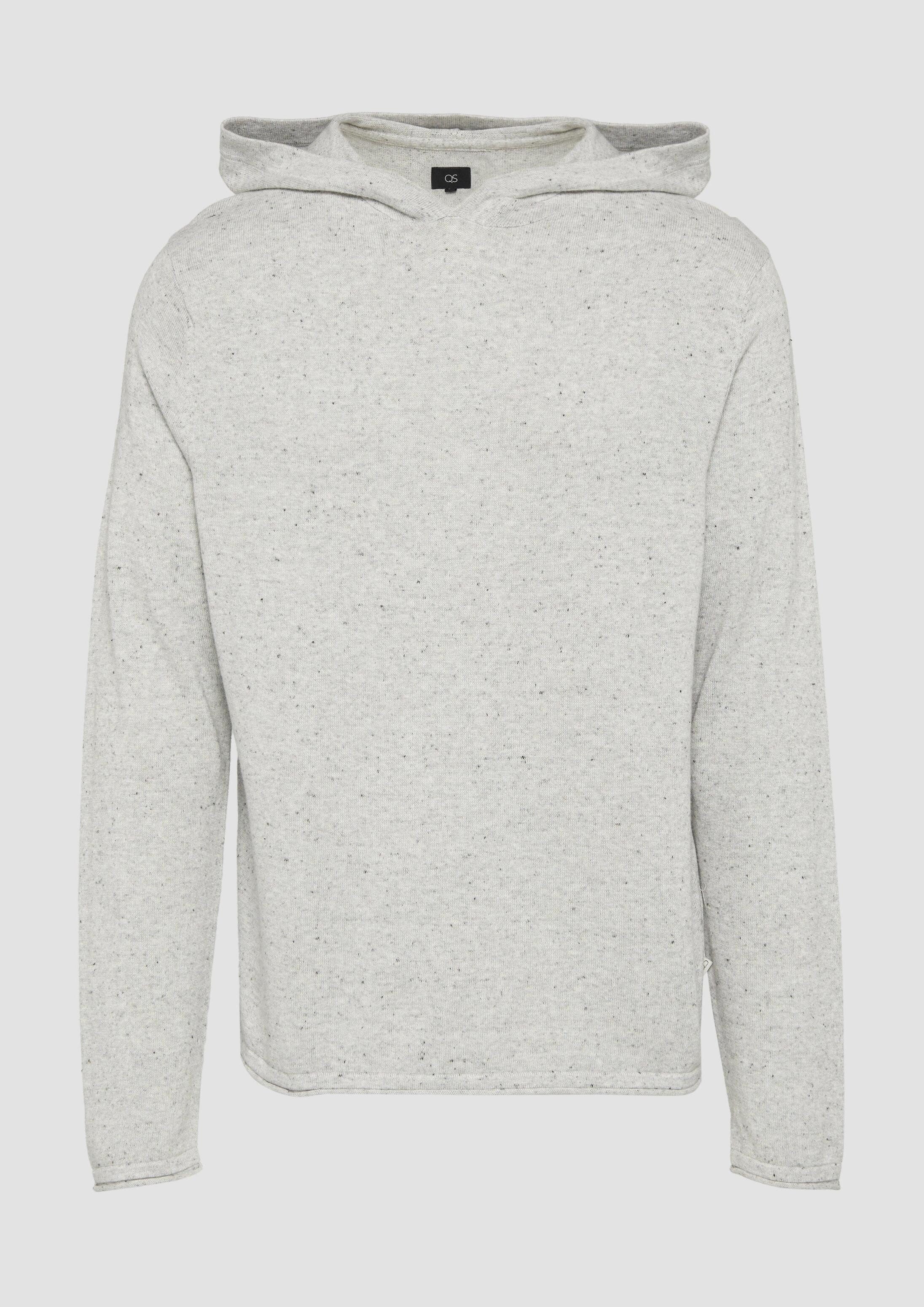 QS Longpullover Strickpullover Gestrickter Hoodie aus Melangegarn
