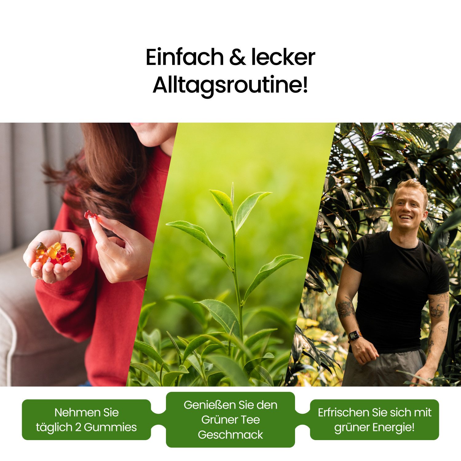 Gummily® Grüner Tee Extrakt Gummibärchen - Zuckerfrei Gummibärchen, 180 g