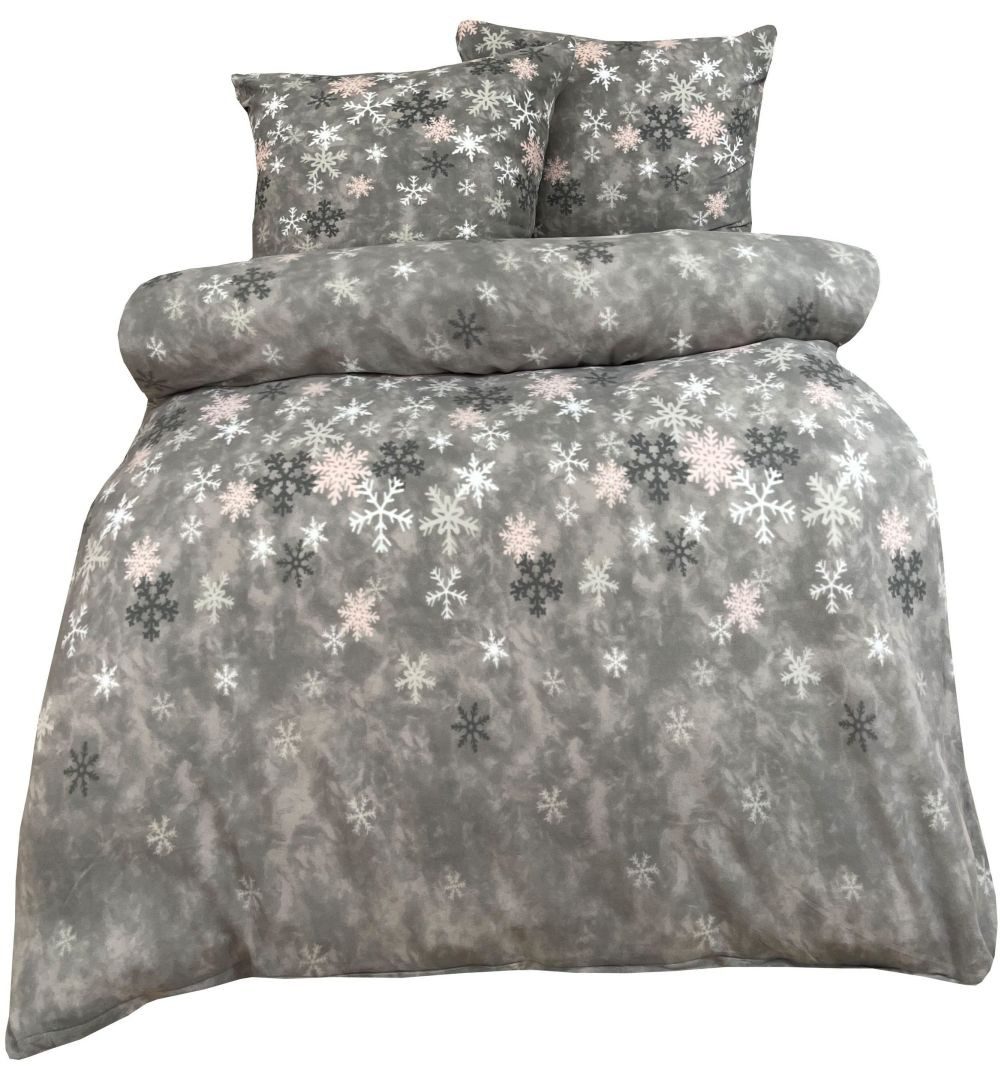 Leonado Vicenti Bettwäsche 3 tlg Winter Thermo fleece Bettwäsche kuschelig Warm 200x200 KRISTAL, Fleece, 3 teilig