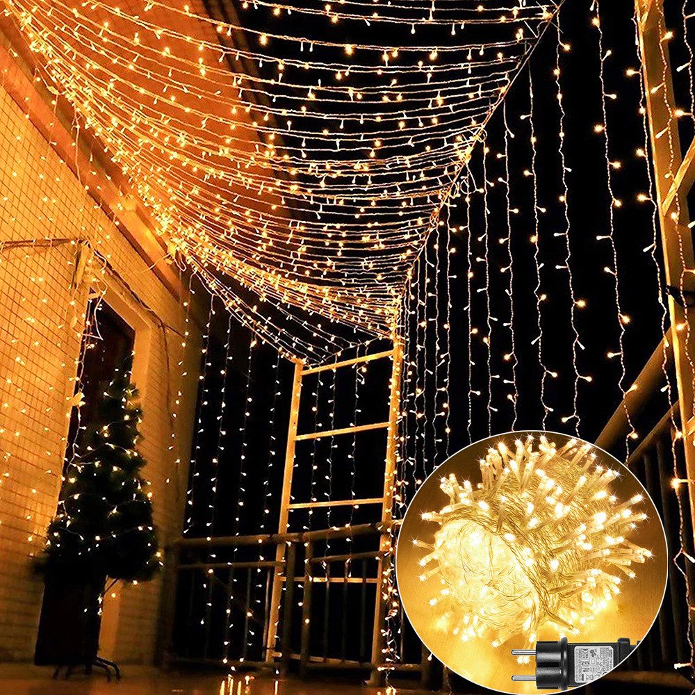 Rosnek Lichterkette 20M/30M/50M/100M 31V DC LED-Lichterkette, Timer, Speicherfunktion, 8 Modi für Zuhause Garten Hof Hochzeit Weihnachtsfeier Feiertag