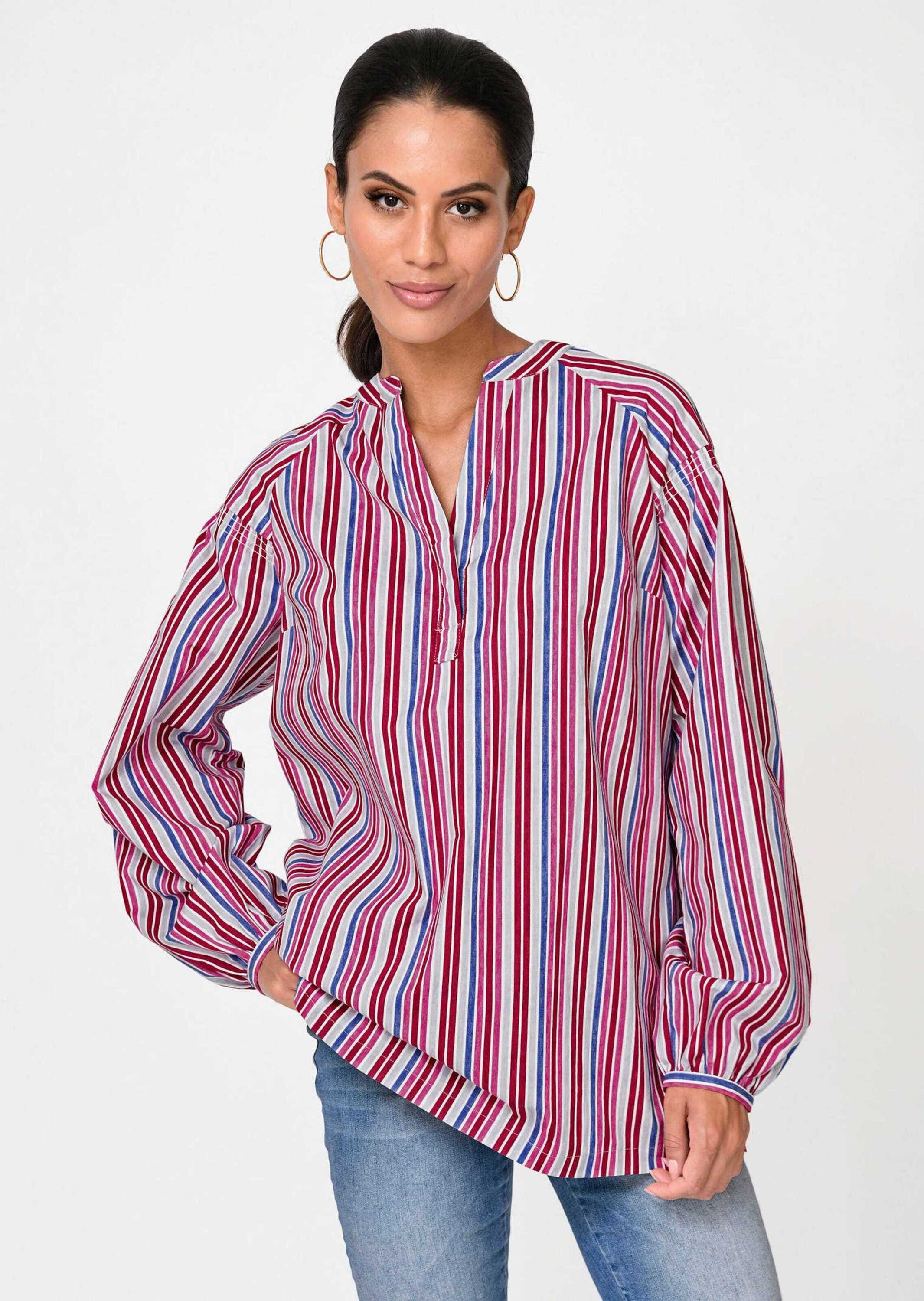 Alba Moda Tunika Bluse mit verschiedenfarbenen Streifen