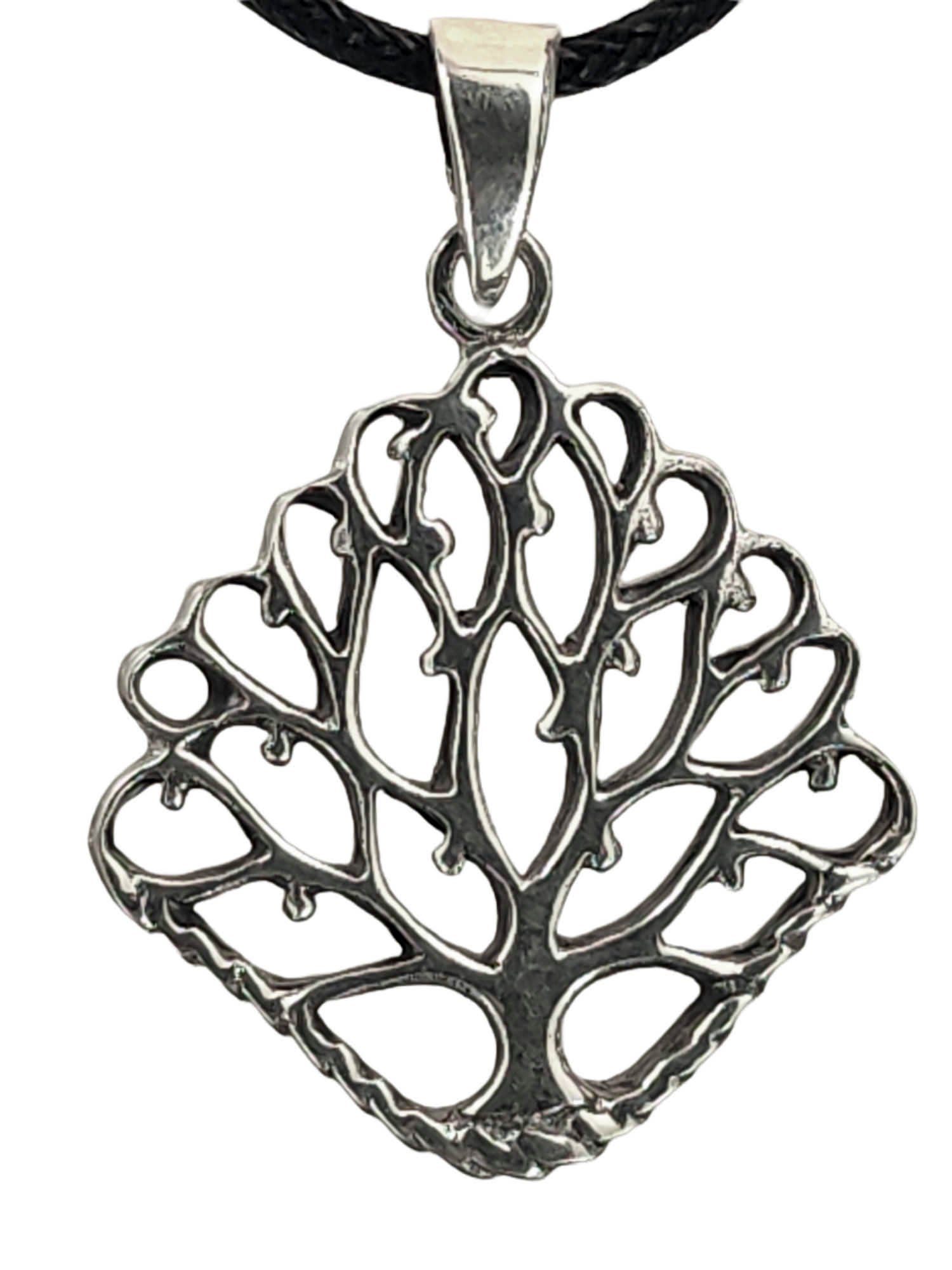 925 Yggdrasil of Kettenanhänger Lebensbaum Lebens Live Baum Silber Tree of Kiss Leather Anhänger Weltesche