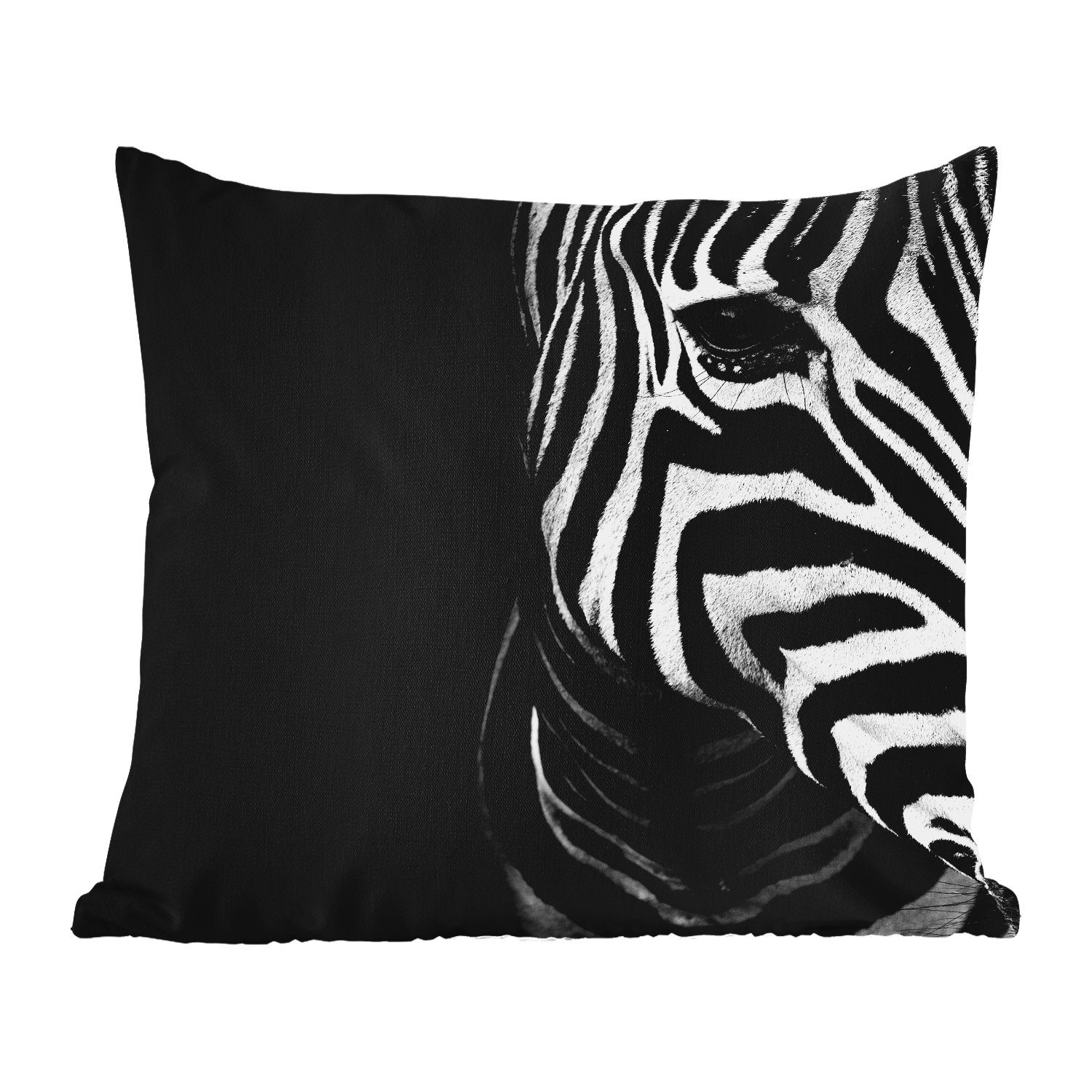 MuchoWow Dekokissen Tiere - Zebra - Schwarz - Weiß, Kissenbezüge, Kissenhülle, Dekokissen, Dekokissenbezug, Outdoor