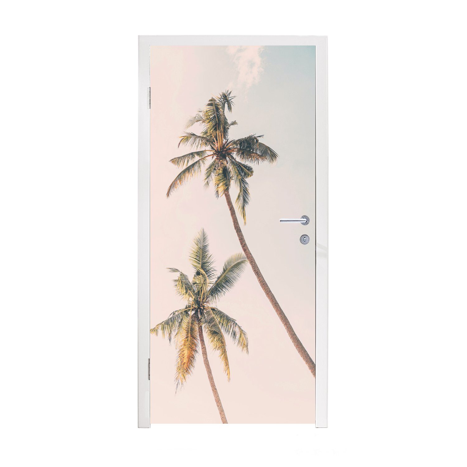 MuchoWow Türtapete Palmen - Himmel - Natur - Wolken, Matt, bedruckt, (1 St), Fototapete für Tür, Türaufkleber, 75x205 cm