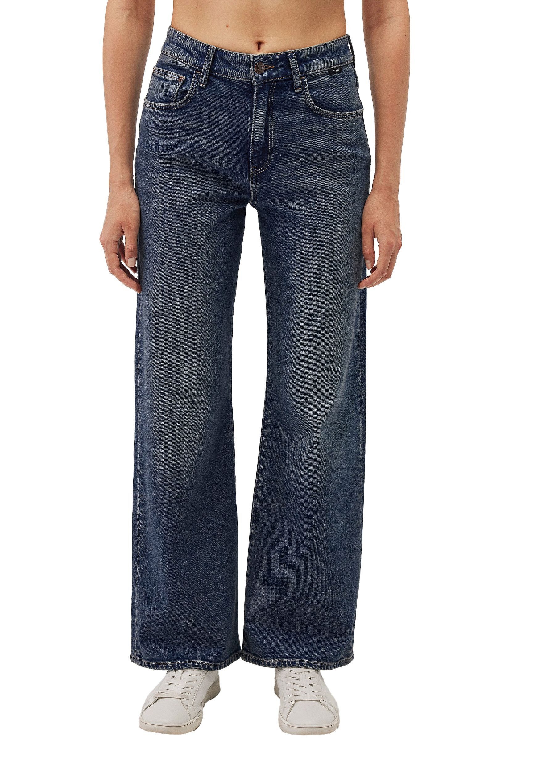 Mavi Boyfriend-Jeans Jeans Loose Fit High-Rise Wide Leg 5-Pocket MALIBU; mid indigo brushed 90s