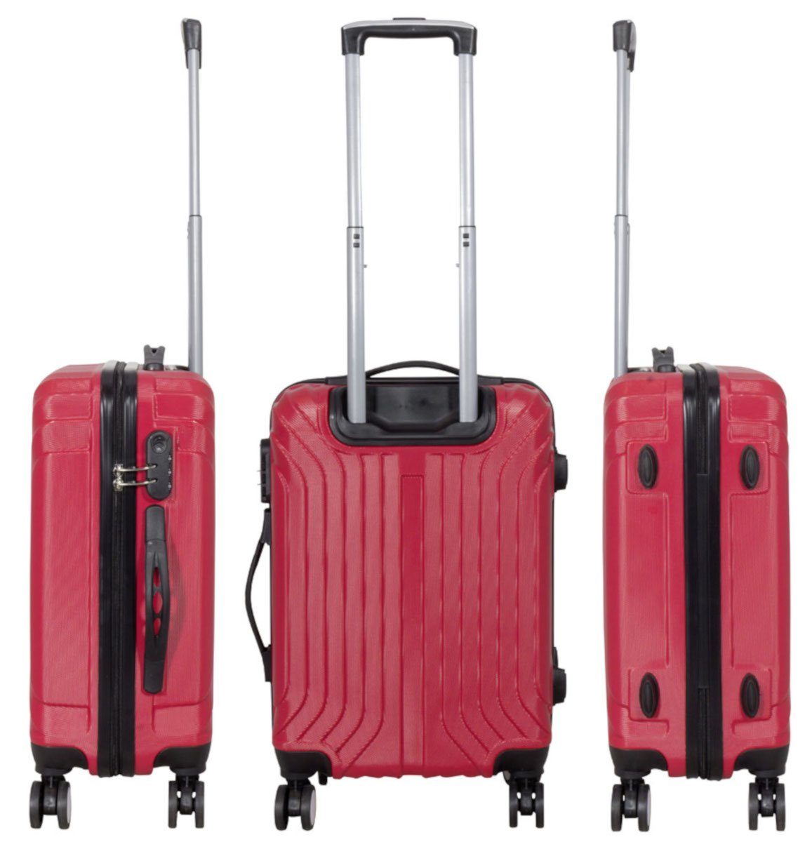 Design klassisches (3 Trolleyset Rollen, und tlg., König L Warenhandel Gr. Palma, M, 4 Rot XL),