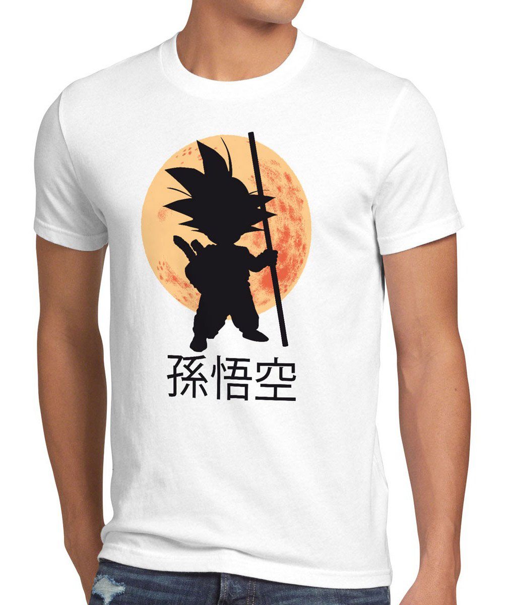 style3 Print-Shirt Herren T-Shirt Goku Mond Ball Krillin Dragon Roshi Anime vegeta balls songoku db weiß