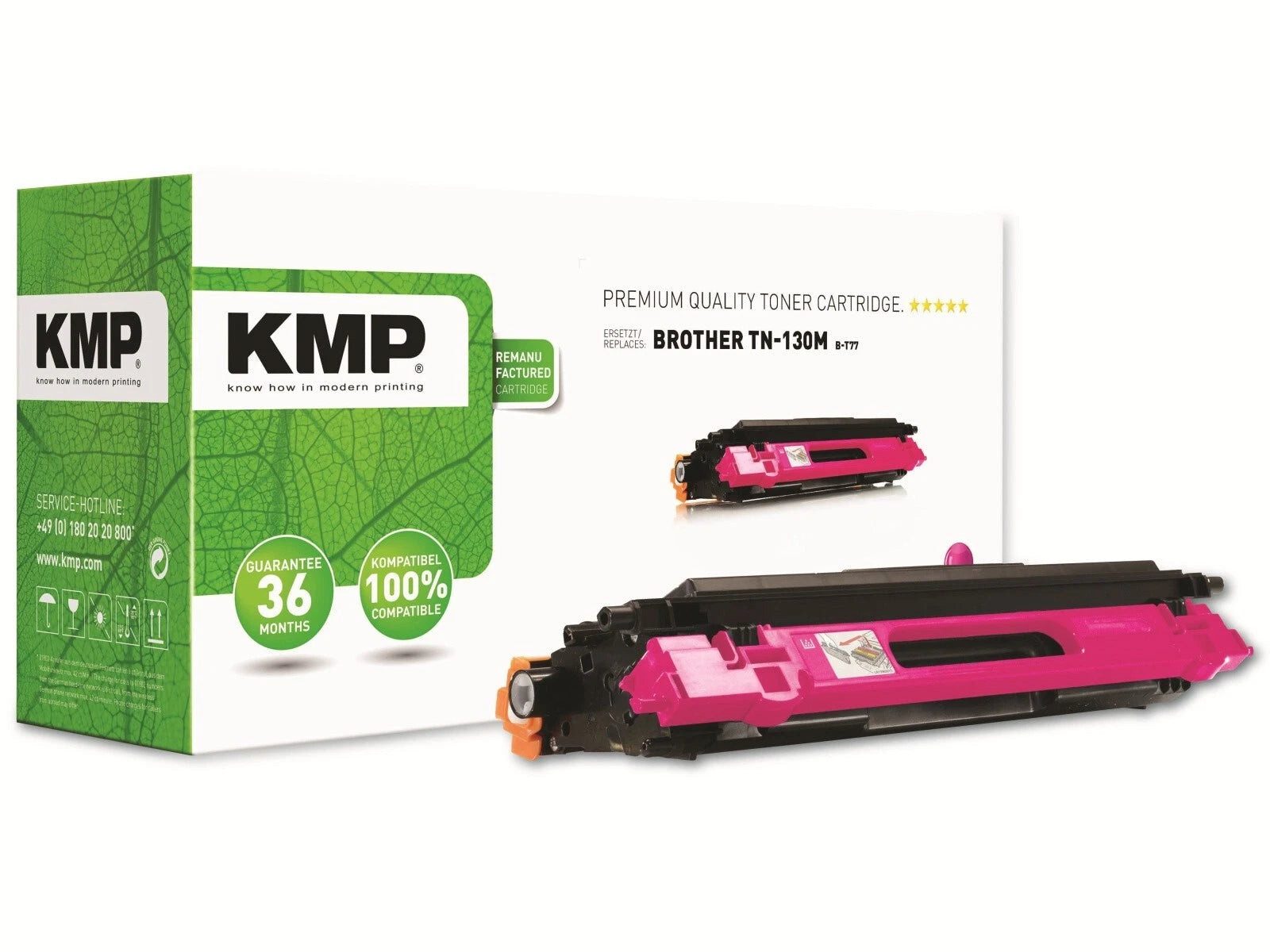 KMP Tonerkartusche TN-130M Magenta für Brother DCP HL MFC Serie, (Einzelartikel, 1-St., kompatible wiederaufbereitete Kartusche), 1.500 Seiten bei 5 % Deckung, ISO 19798, DIN 33870, 3 Jahre Garantie