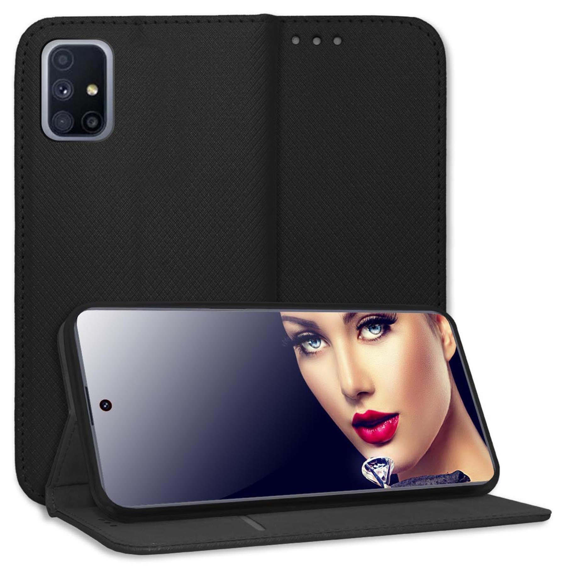mtb more energy Smartphone-Hülle Smart Magnet für Samsung Galaxy M51, Schwarz, Bookstyle Klapphülle Cover Wallet Case aus Kunstleder