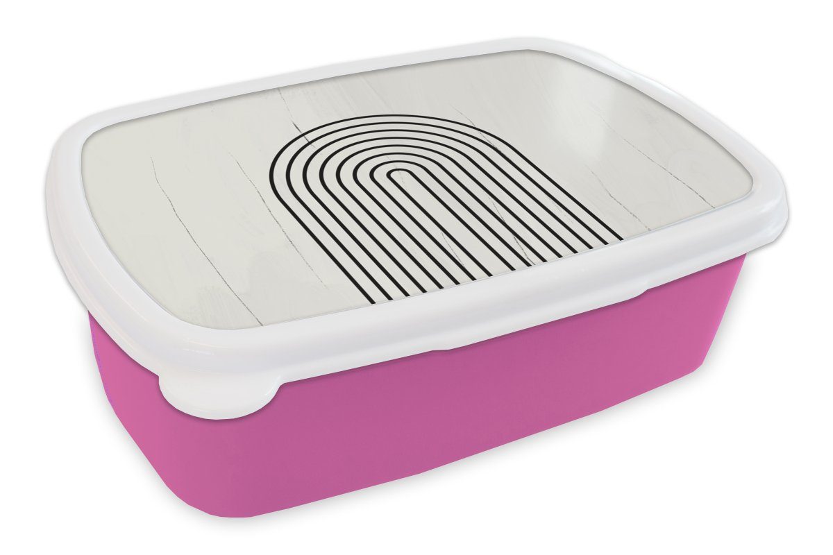MuchoWow Lunchbox Kunst - Design - rosa Mädchen, Snackbox, für Erwachsene, Kunststoff, Brotbox Weiß, Brotdose Kunststoff (2-tlg), Kinder, Schwarz 