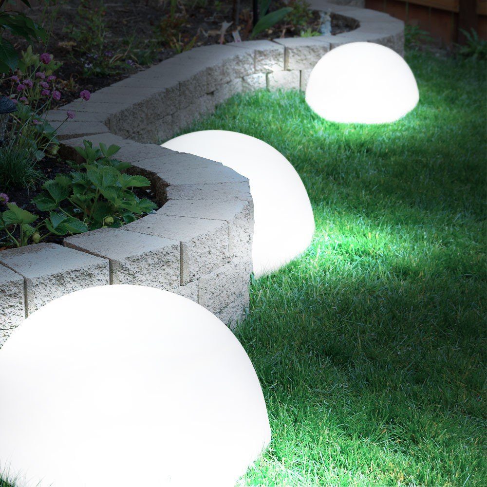 Solarleuchte, fest Wand Halb-Kugel LED-Leuchtmittel LED LED etc-shop Boden Garten Set Solar Leuchten Außen verbaut, 3er