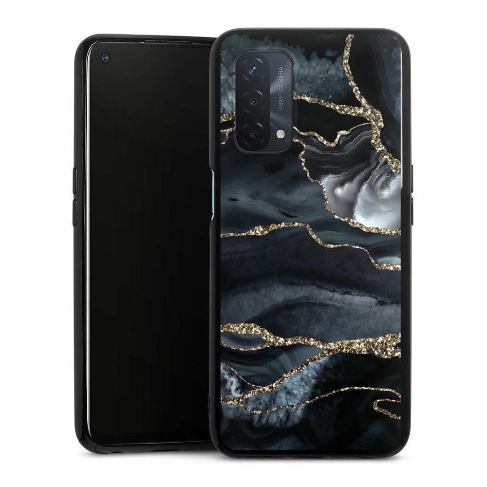DeinDesign Handyhülle Glitzer Look Marmor Trends Dark marble gold Glitter look, Oppo A54 5G Silikon Hülle Bumper Case Handy Schutzhülle