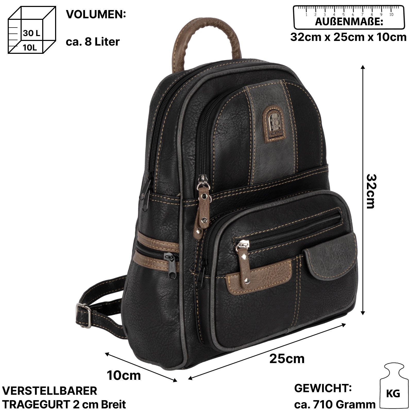 EAAKIE Rucksack Cityrucksack Damenrucksack Tagesrucksack Stadt Rucksack Bagpack, als Schultertasche, Umhängetasche tragbar – Bild 2 von 5